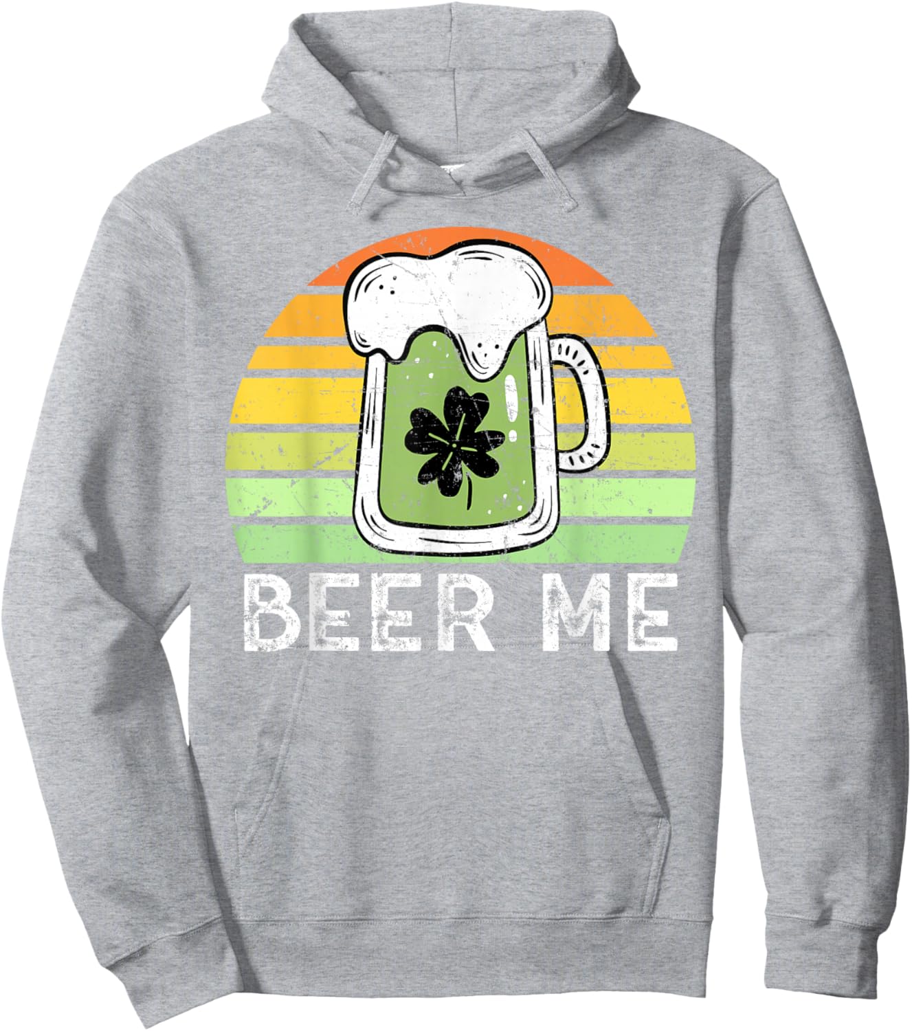 Beer Me Vintage Green Beer Saint Patricks Retro Drinking Hoodie - Hoodie | Ash