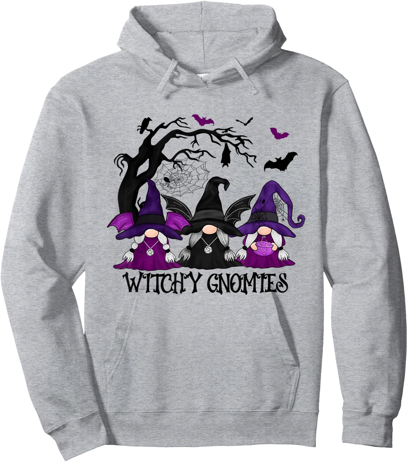 Witchy Gnomies Funny Gnome Halloween Matching Costume Hoodie - Hoodie | Ash