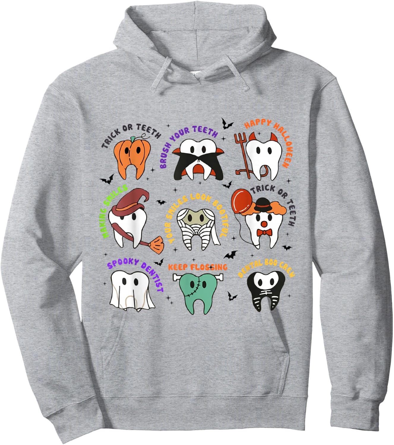 Halloween Dentist Teeth Dental Boo Crew Costume Men Women Hoodie - Hoodie | Ash