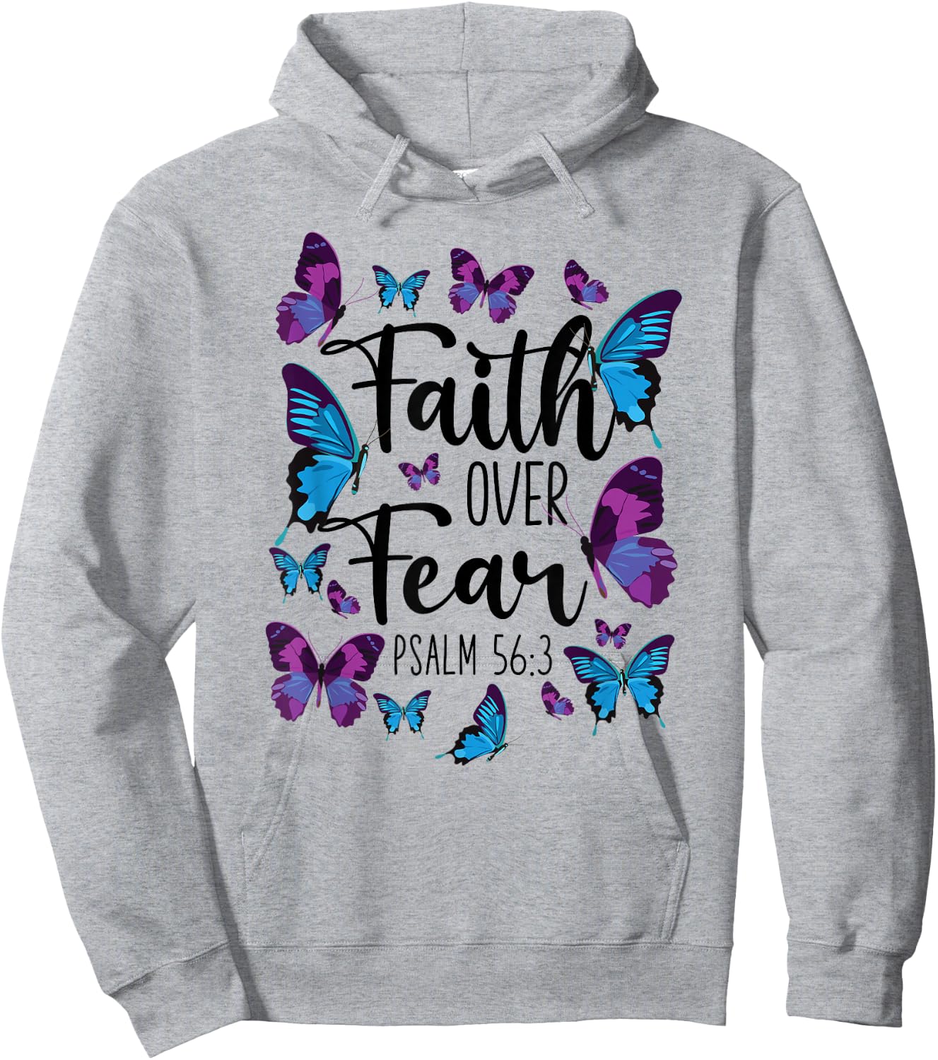 Christian Bible Verse Quote Butterfly Psalm 56:3 Hoodie - Hoodie | Ash