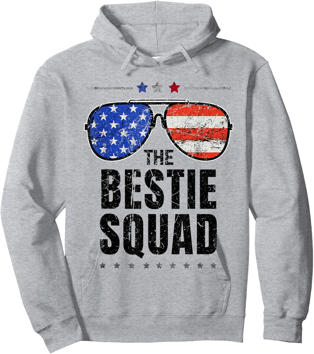 Bestie Squad American Flag Matching 4th of July Best Friend Hoodie - Hoodie | Ash