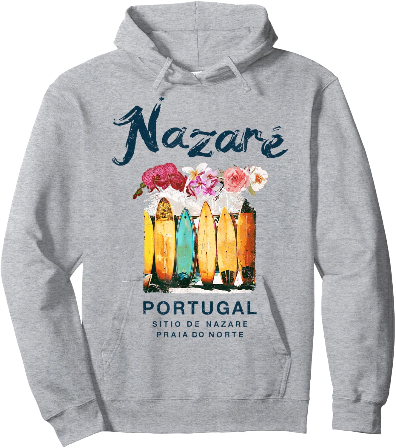 Nazare Portugal Surfing Vintage Hoodie - Hoodie | Ash