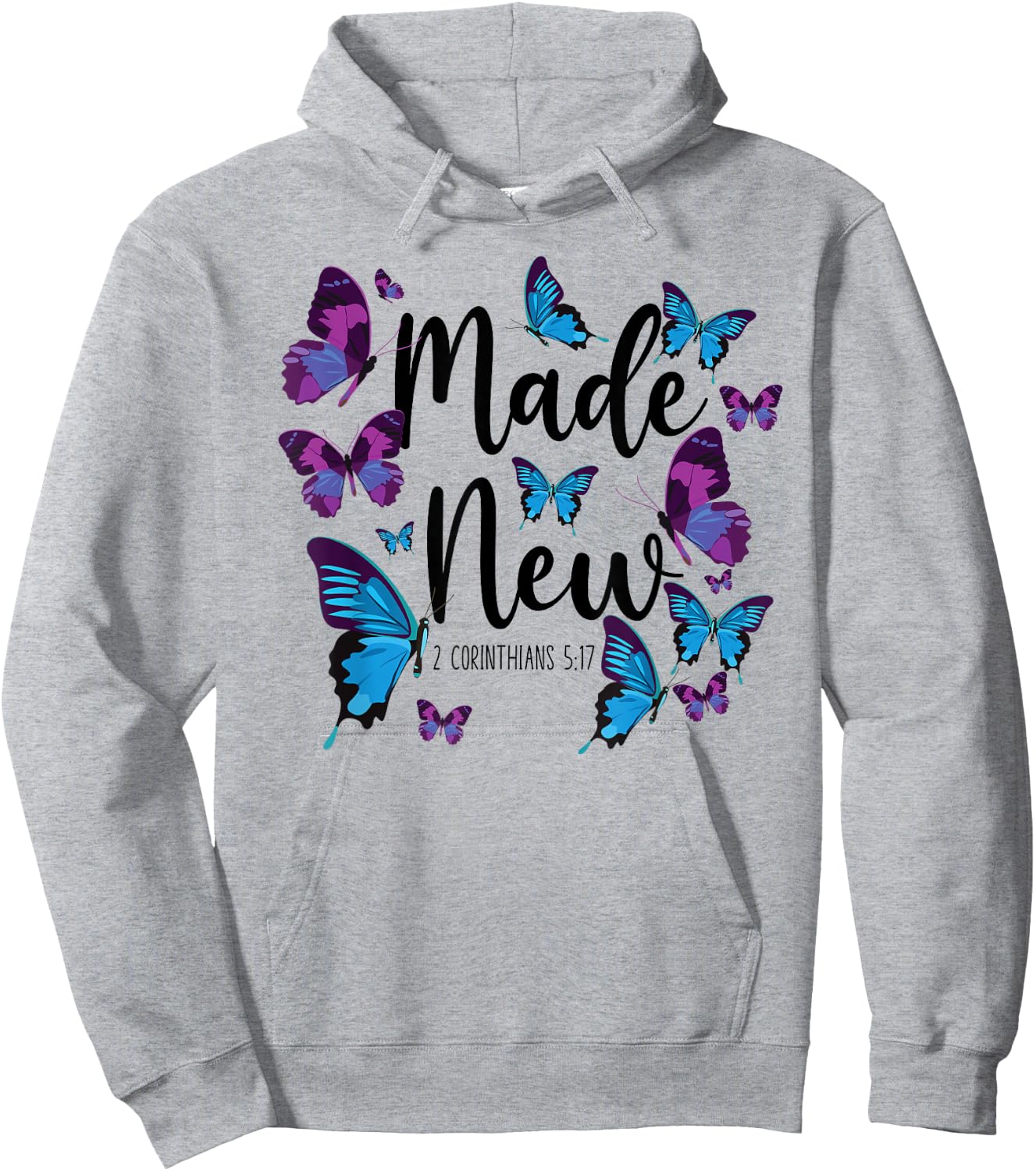 Christian Bible Verse Quote Butterfly 2 Corinthians 5:17 Hoodie - Hoodie | Ash