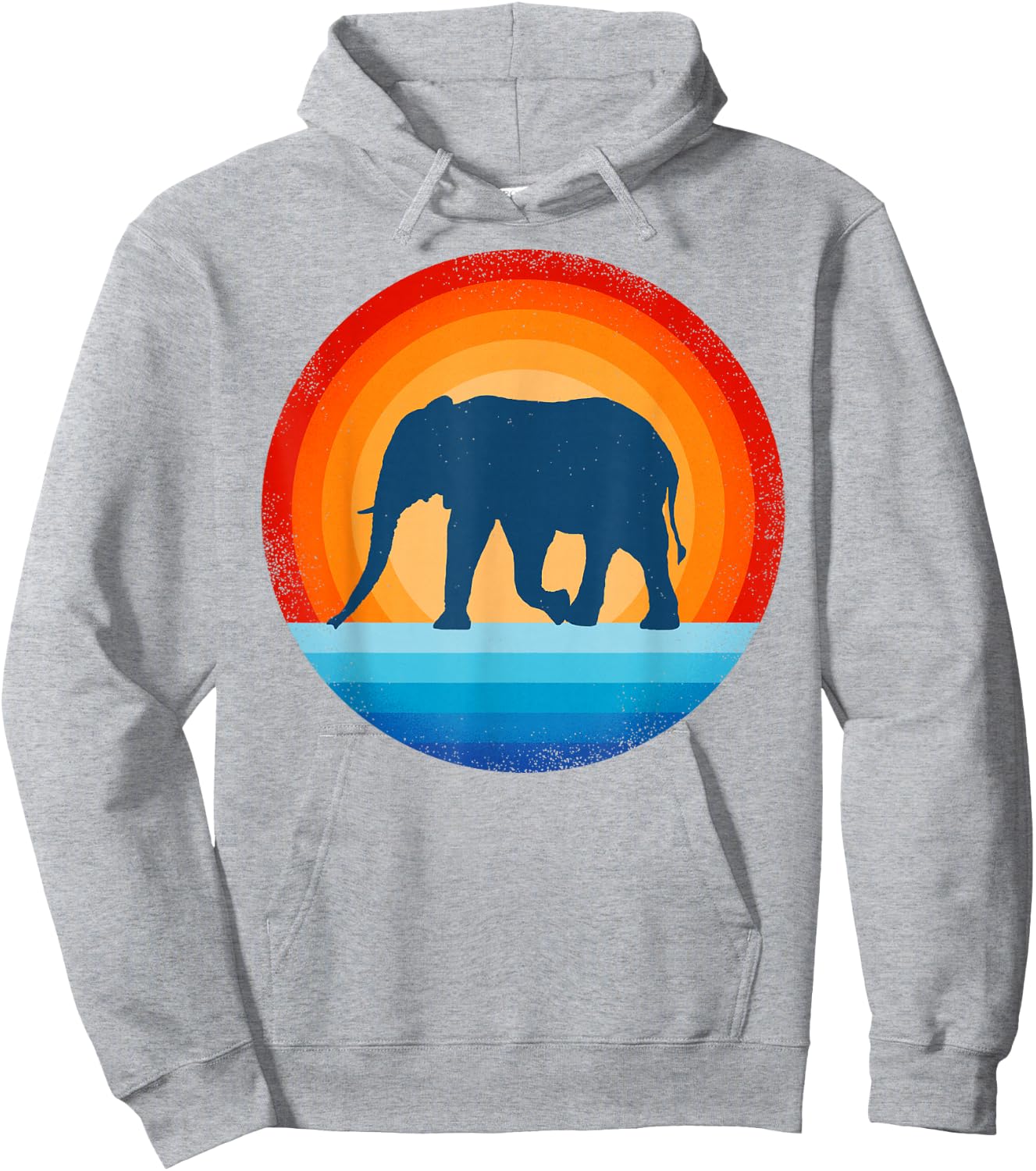 Elephant Retro Vintage 70s Sunset Mammal Animal Men Women Hoodie - Hoodie | Ash