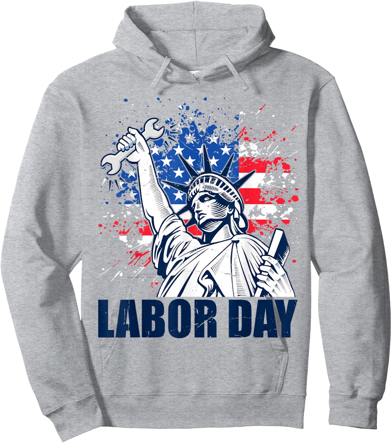 Funny Statue Of Liberty USA Flag Labor Day Patriotic Union Hoodie - Hoodie | Ash