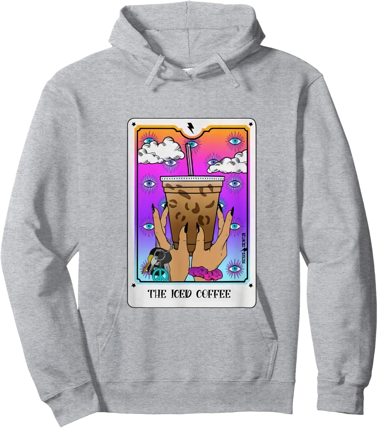 The Iced Coffee Tarot Card Funny Iced Coffee Lover Witchy Hoodie - Hoodie | Ash