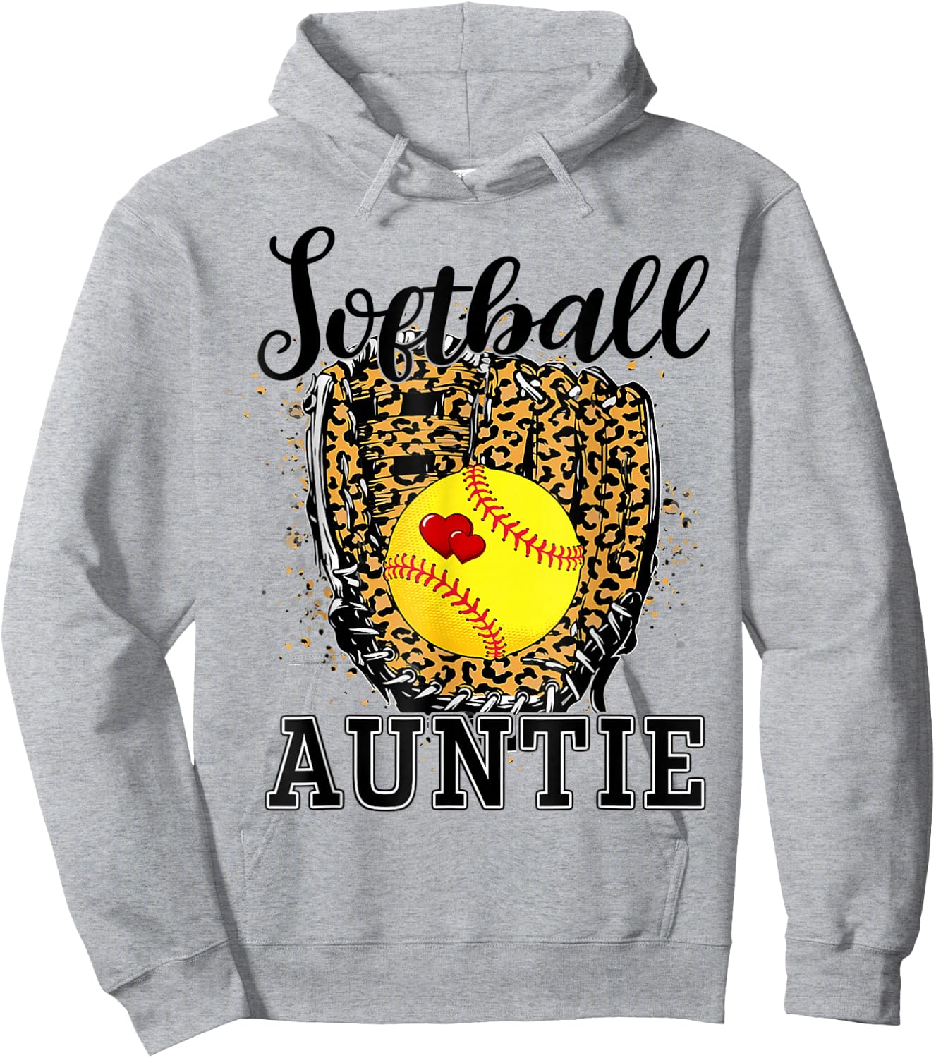 Softball Auntie Leopard Game Day Aunt Mother Hoodie - Hoodie | Ash