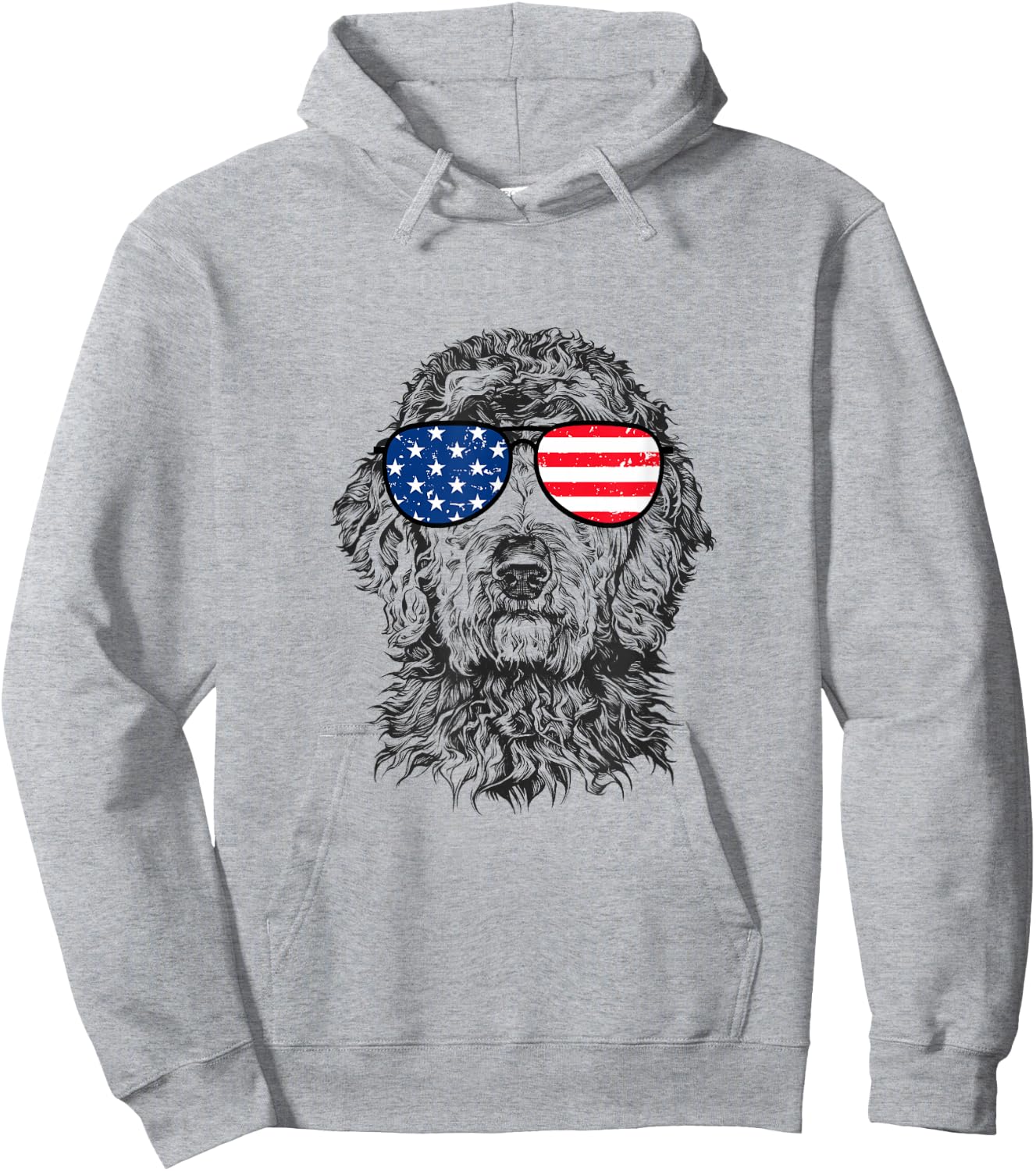 4th of July Goldendoodle Doodle Dog Patriotic USA Sunglasses Hoodie - Hoodie | Ash