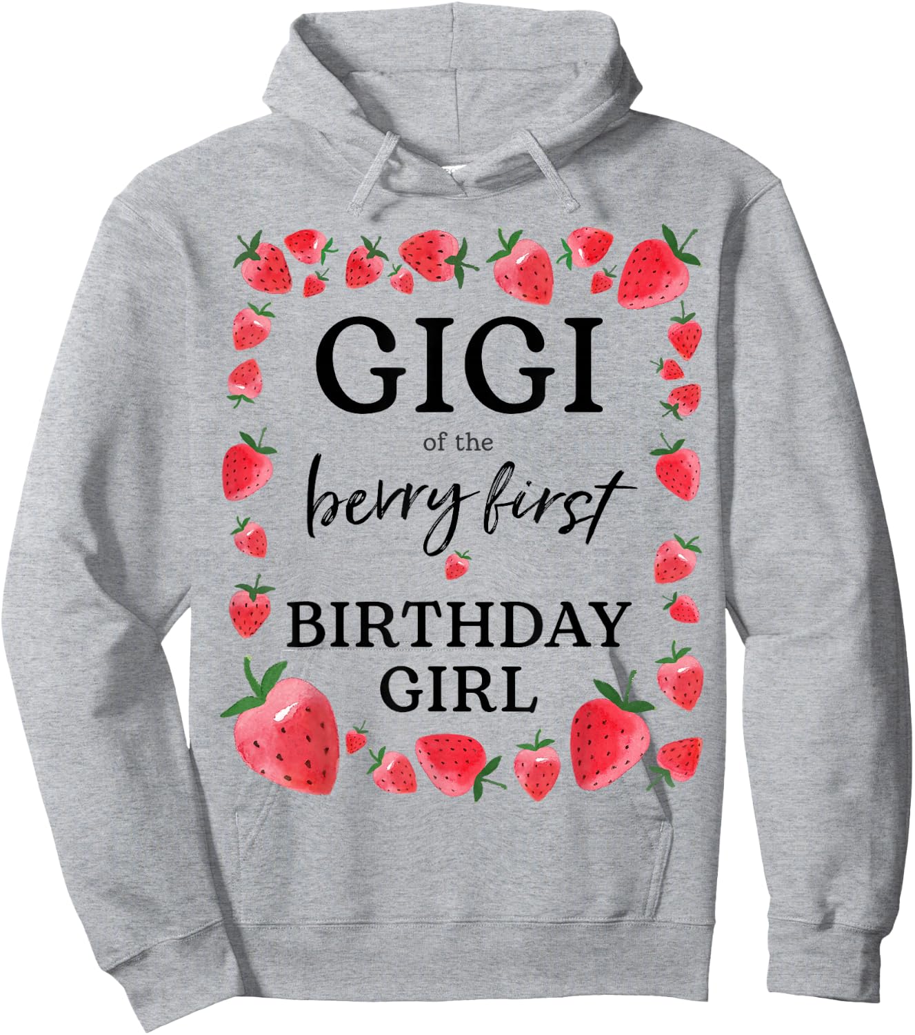 Gigi of The Berry First Birthday Girl Sweet One Strawberry Hoodie - Hoodie | Ash