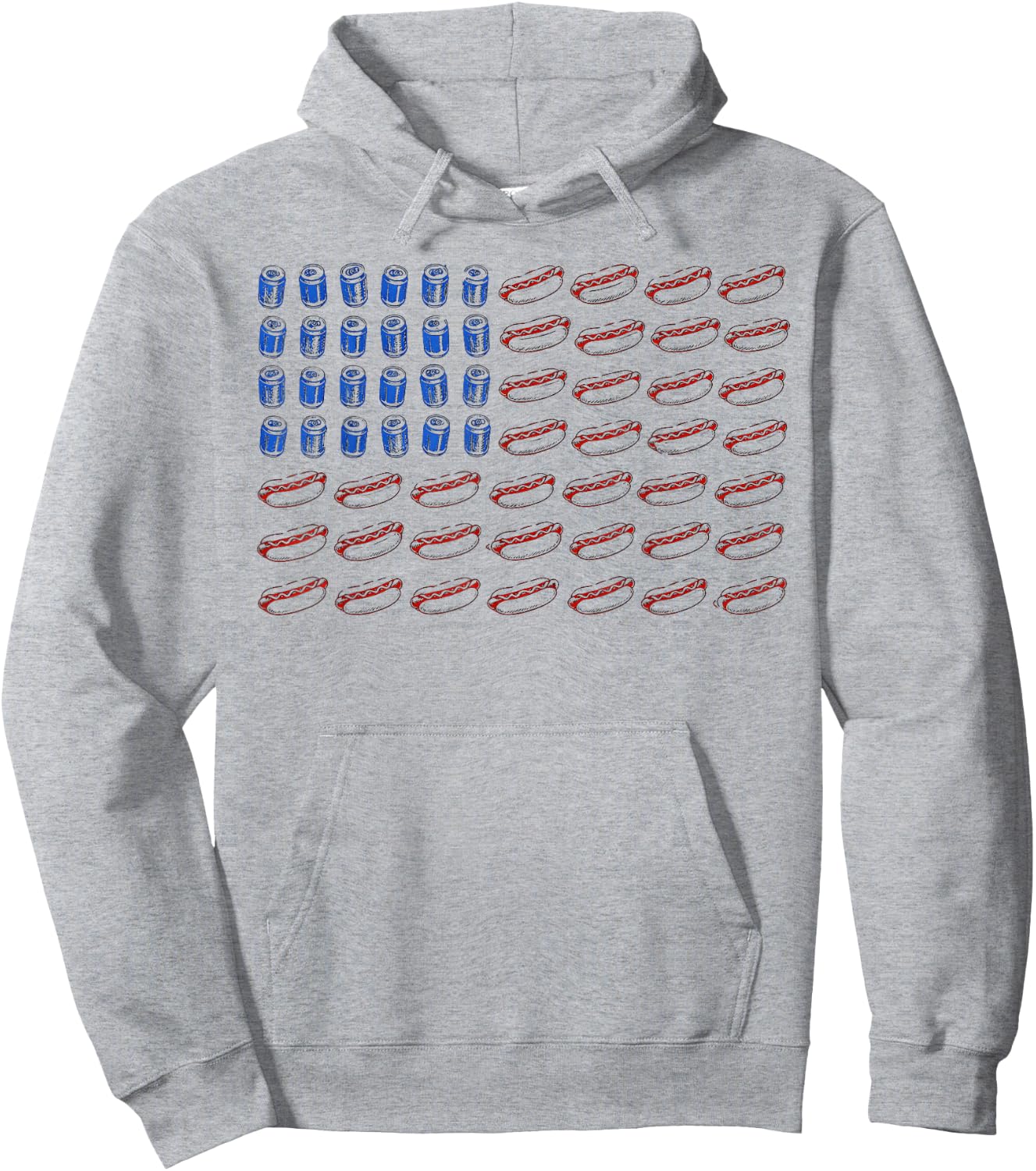 Hot Dog American Flag 4th of July Hoodie - Hoodie | Ash