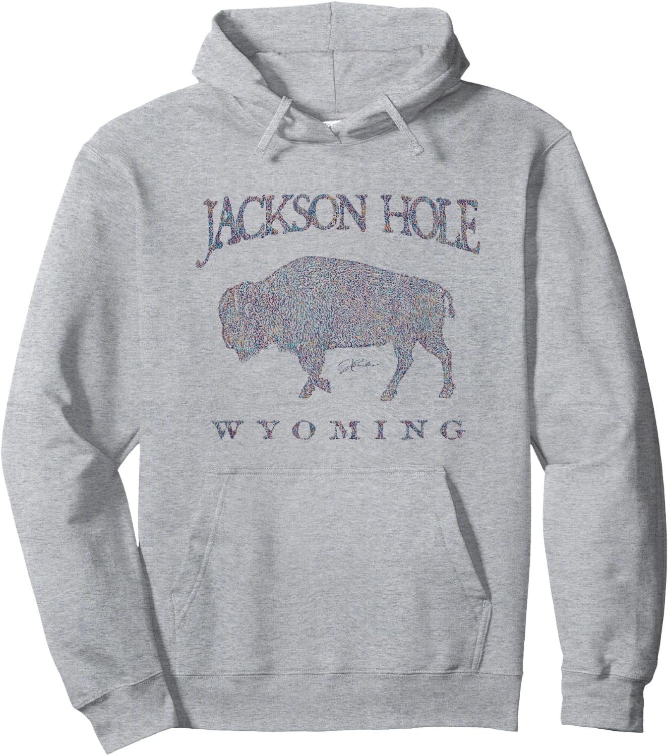 JCombs: Jackson Hole, WY, Walking Bison Hoodie - Hoodie | Ash