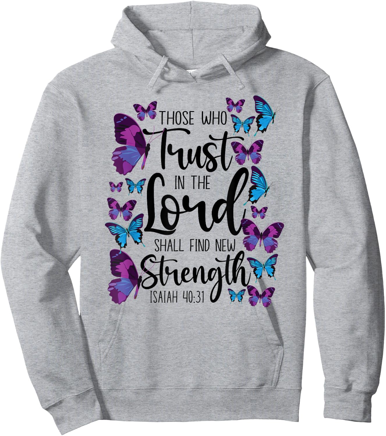 Christian Bible Verse Quote Butterfly Isaiah 40:31 Hoodie - Hoodie | Ash