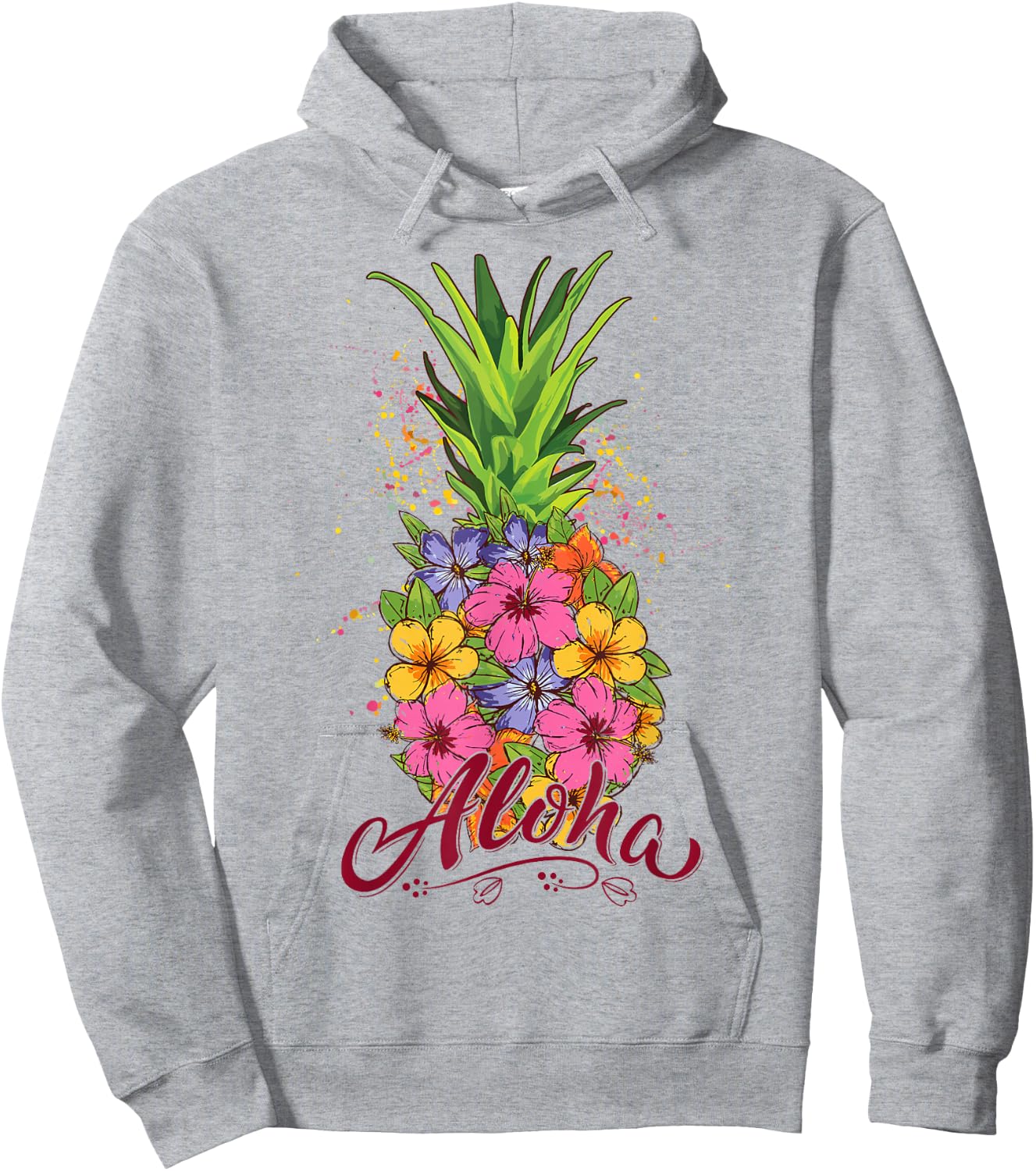 Hibiscus Aloha Hawaiian Pineapple Teen Girls Youth Hoodie - Hoodie | Ash