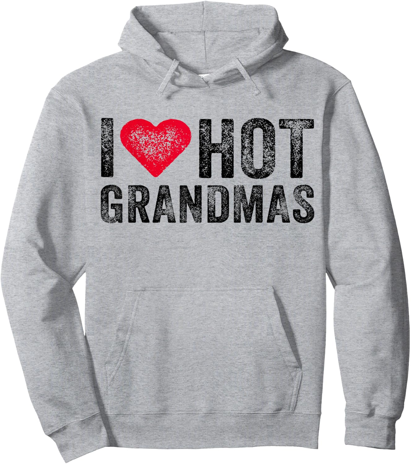 I Love Hot Grandmas Heart Love Funny Vintage Distressed Hoodie - Hoodie | Ash