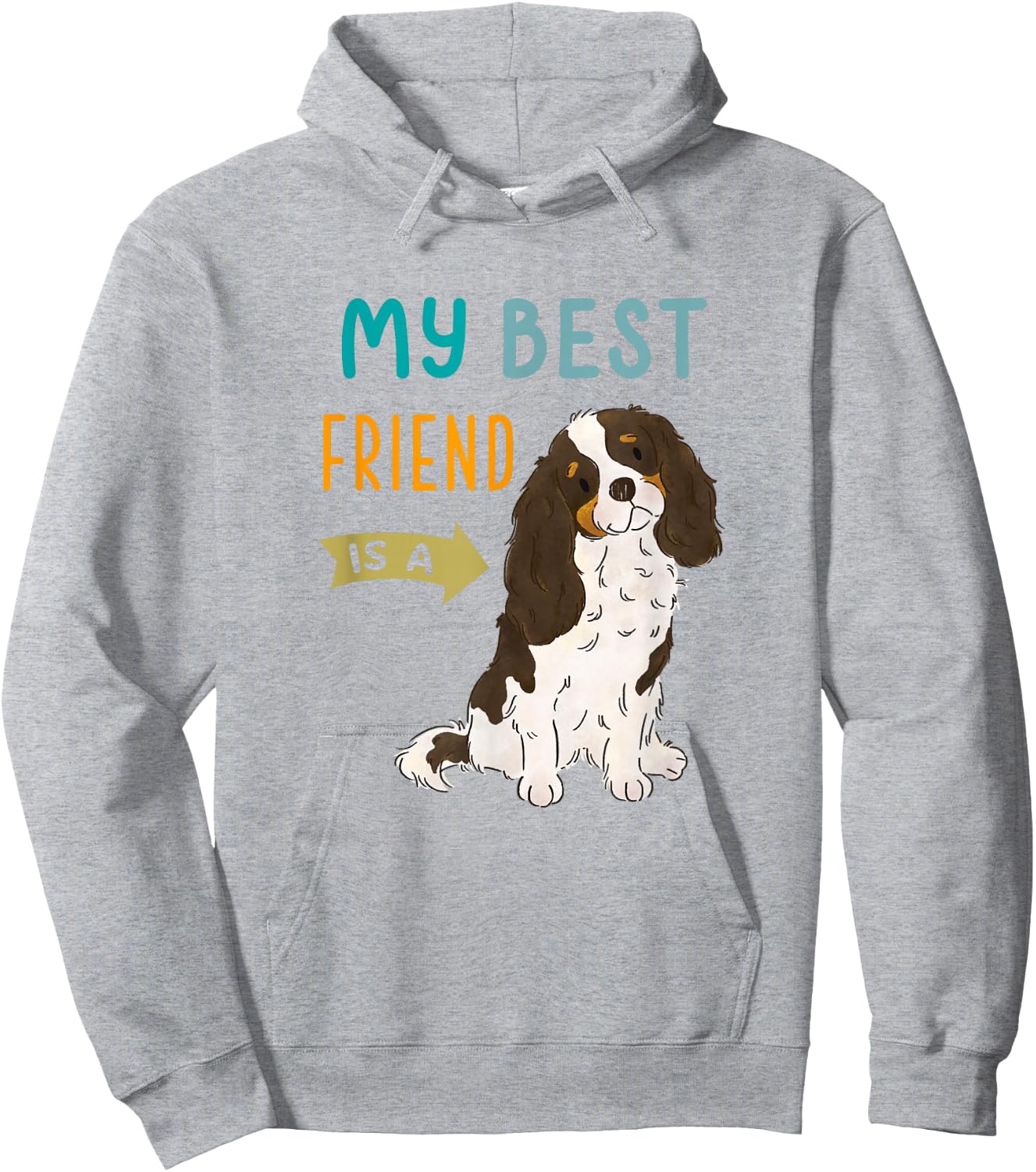 My Best Friend is a Tri Color Cavalier King Charles Spaniel Hoodie - Hoodie | Ash