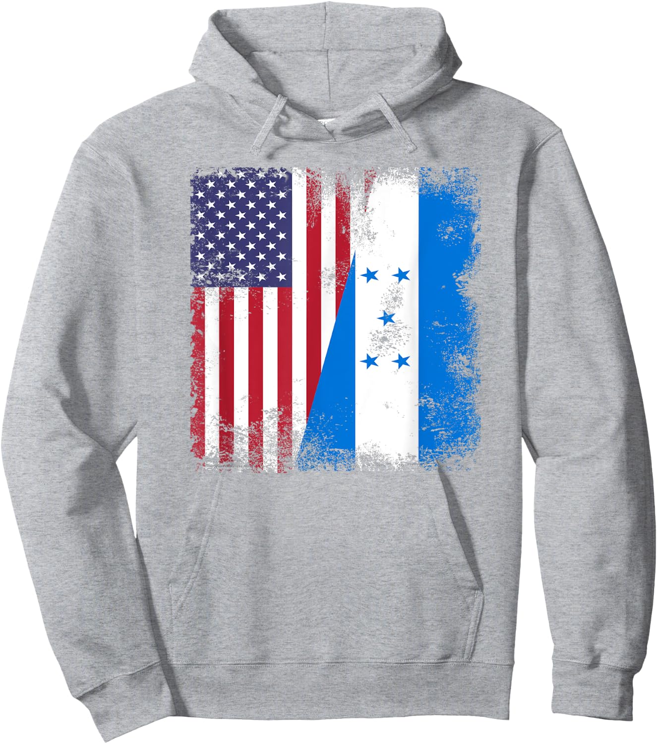 Half Honduran Flag | Vintage Honduras USA Gift Hoodie - Hoodie | Ash
