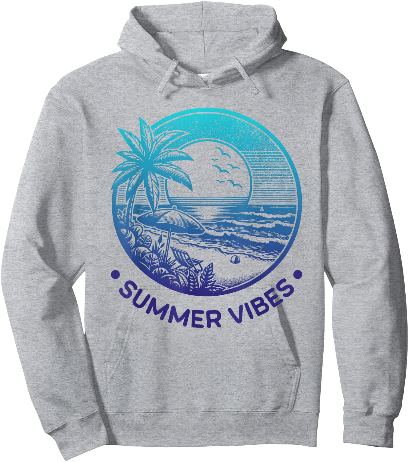 Summer Vibes Tropical Retro Beach Sunset Palm Trees Hoodie - Hoodie | Ash