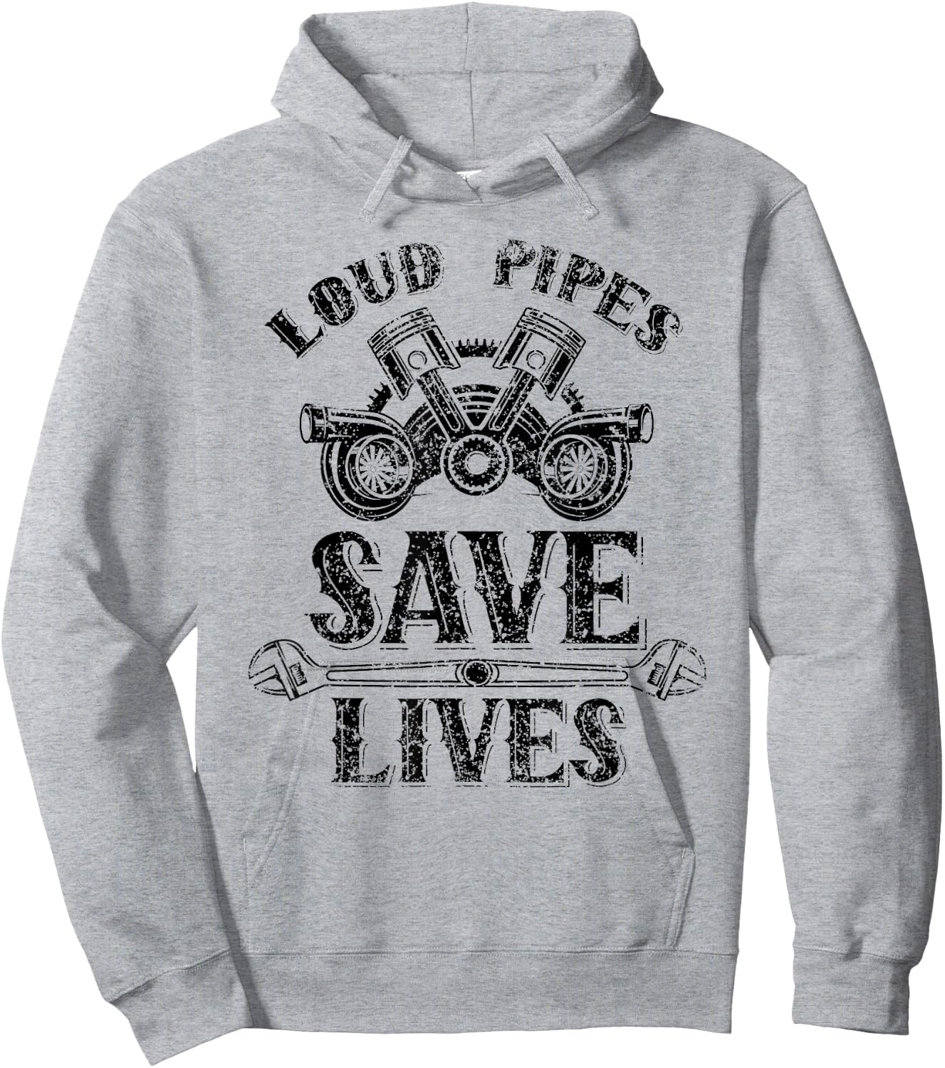 Loud Pipes Save Lives Exhausts Car Garage Tools Mechanic Hoodie - Hoodie | Ash