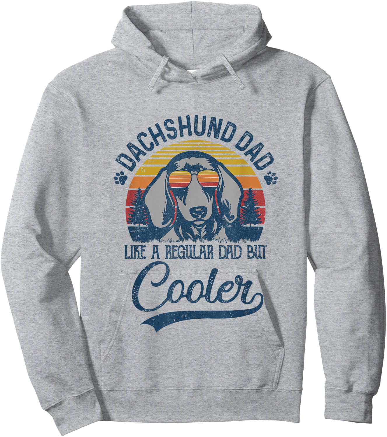 Vintage Dachshund Dad Like A Regular Dad But Cooler Funny Hoodie - Hoodie | Ash