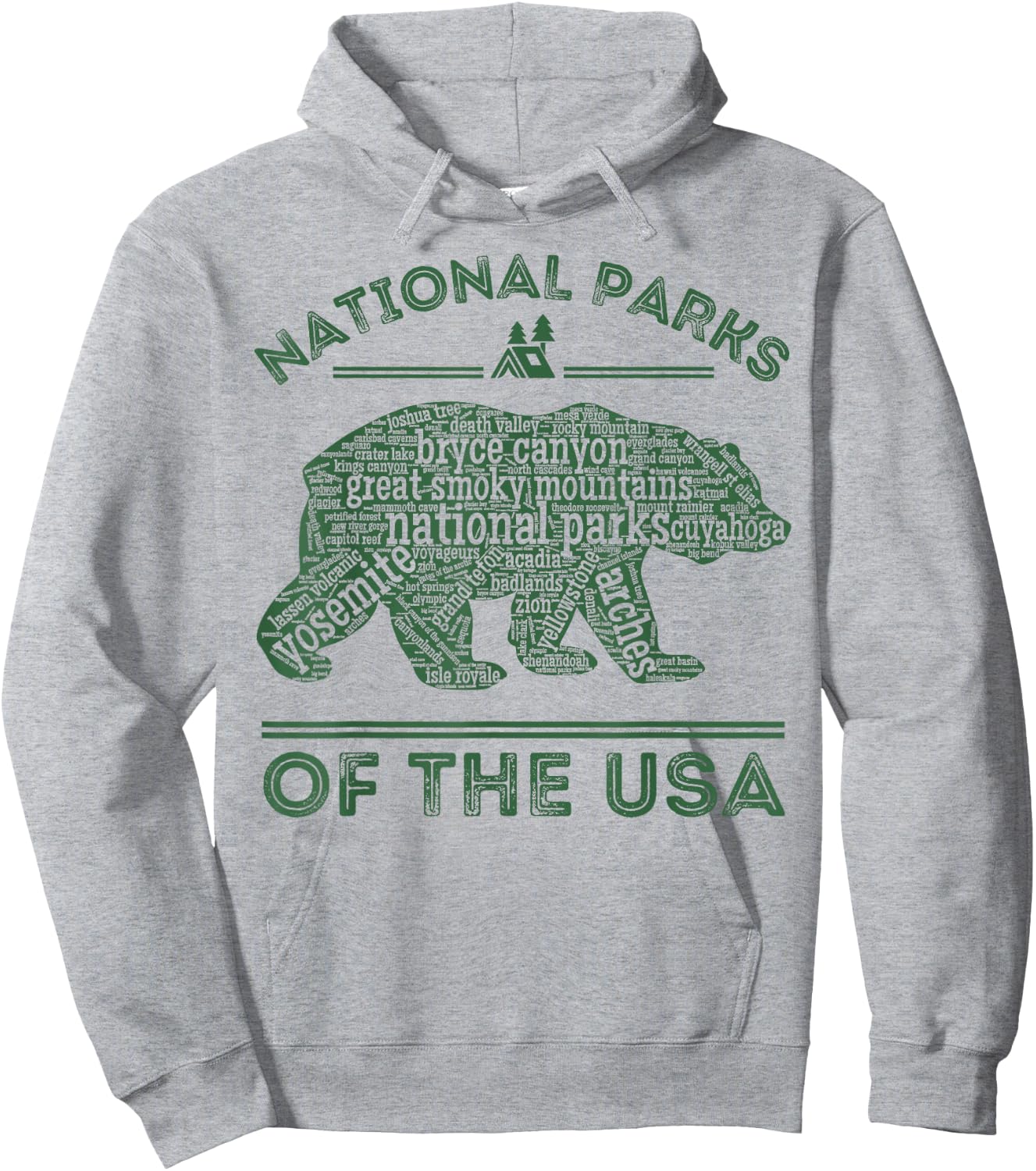 National Parks Bear Hiking Travel Camping Outdoors Retro USA Small Hoodie - Hoodie | Ash
