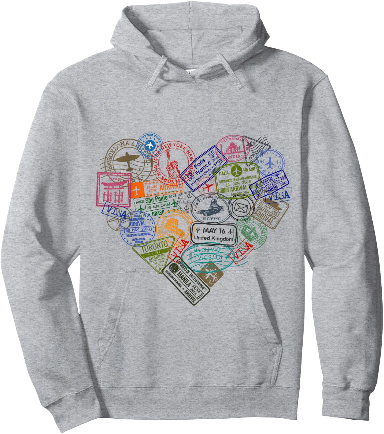 Vintage Stamp Flight Travel Vacation Cruise Trip Hoodie - Hoodie | Ash
