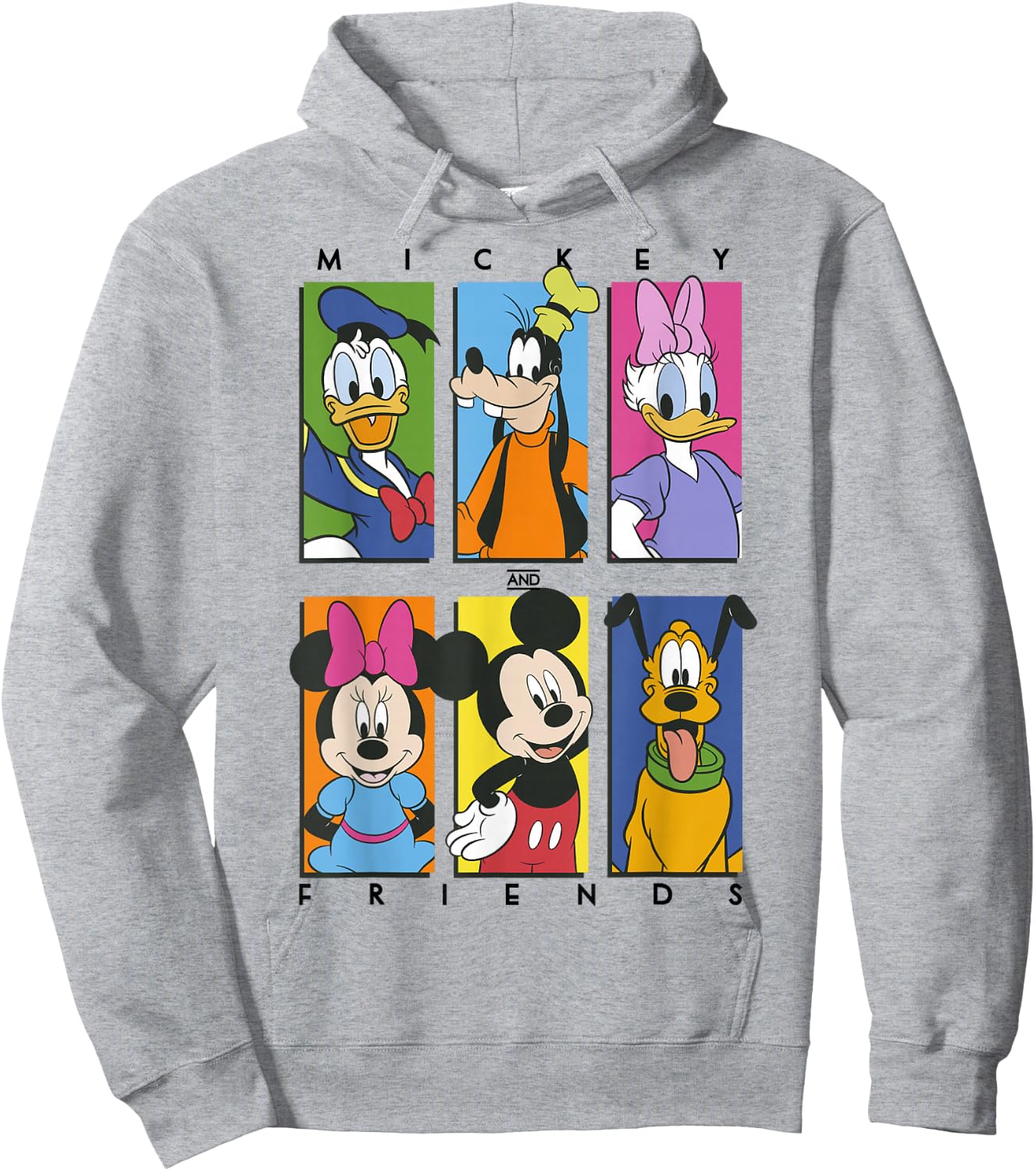 Disney Mickey and Friends Group Shot Panels Hoodie - Hoodie | Ash