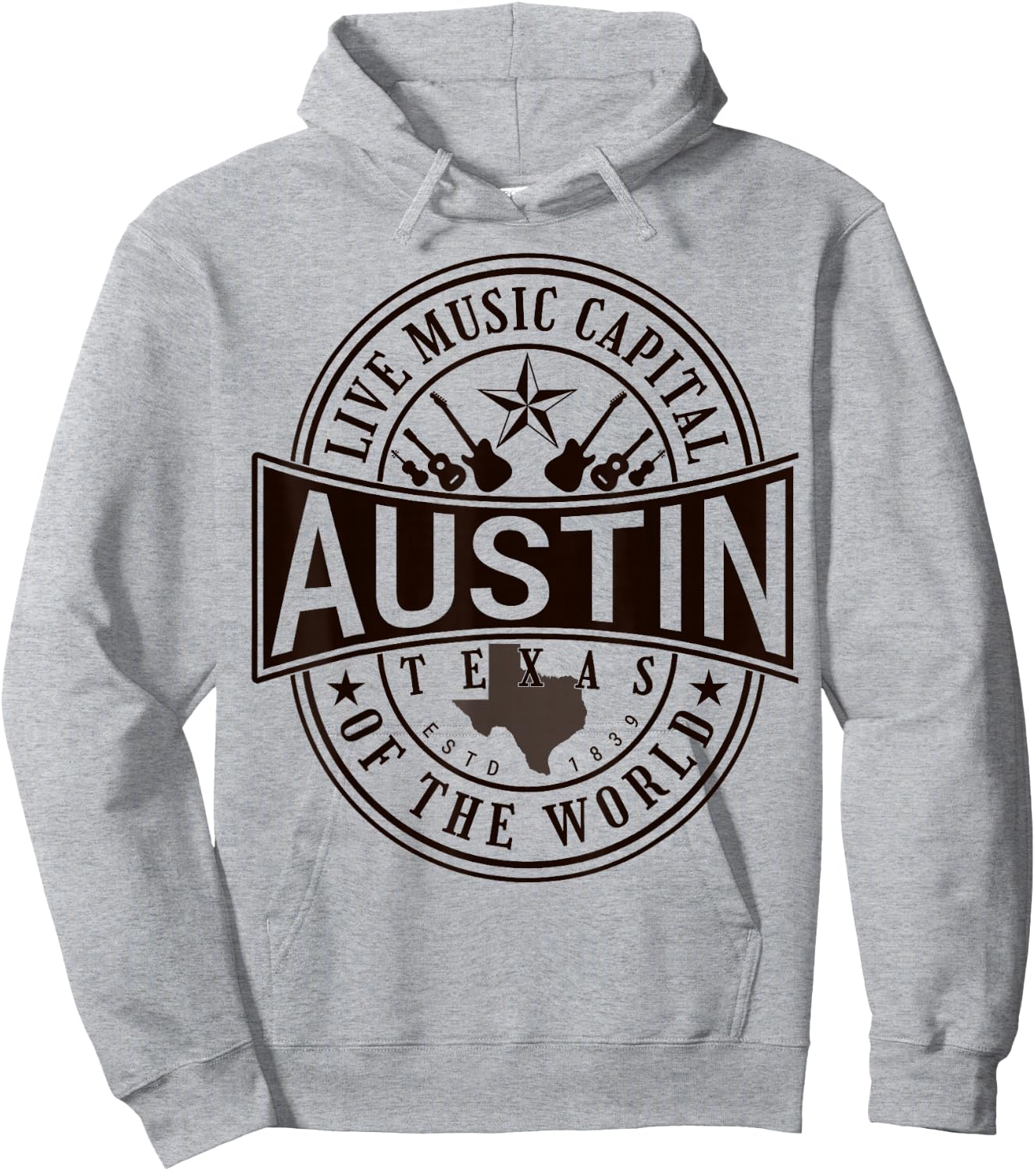 Live Music Capital of the World Austin Texas Souvenir Hoodie - Hoodie | Ash