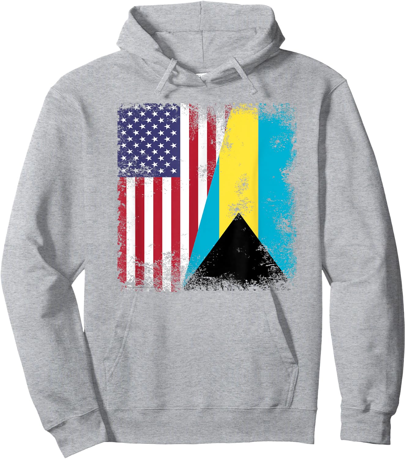 Half Bahamian Flag | Vintage Bahamas USA Gift Hoodie - Hoodie | Ash