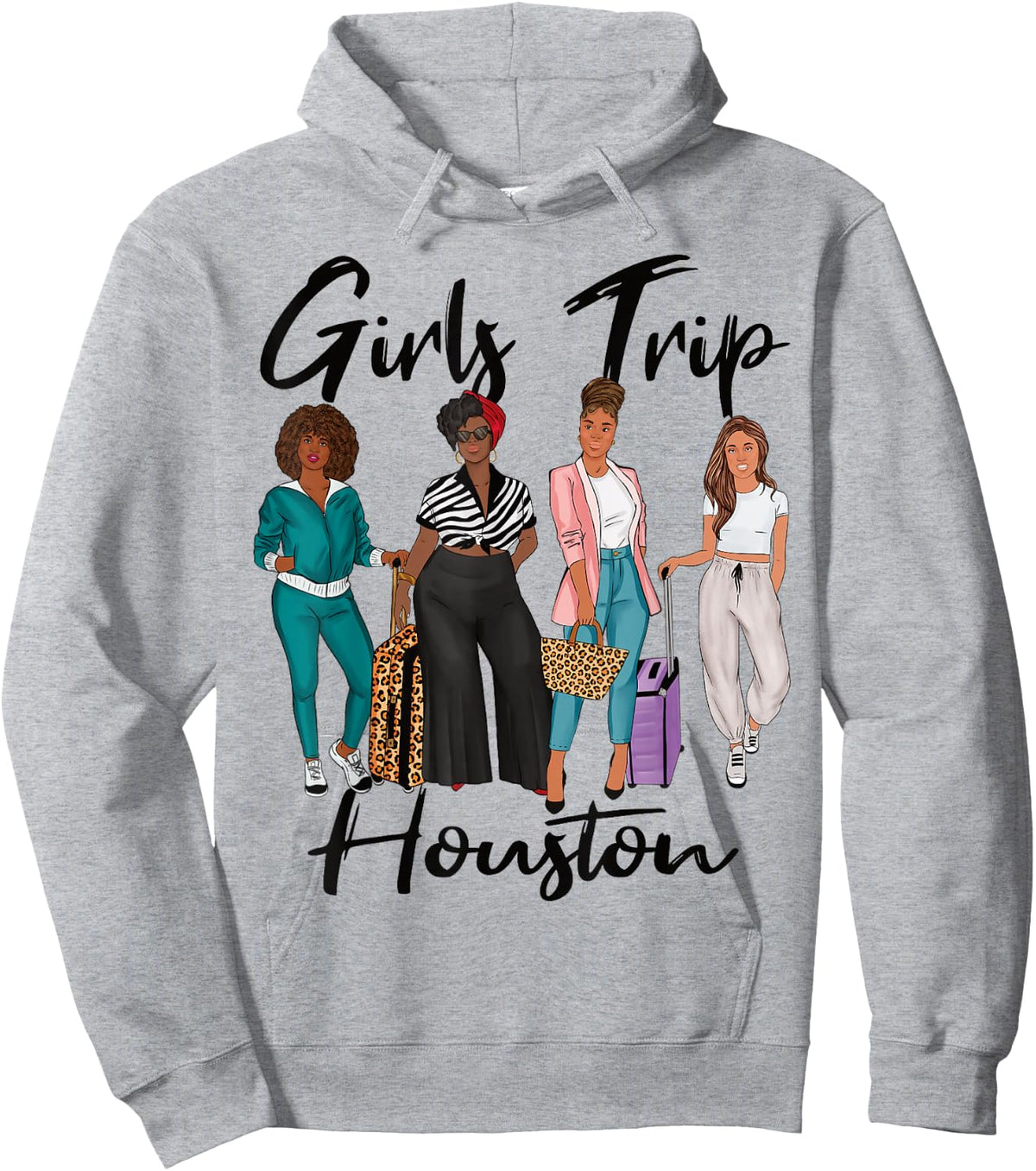 Girls Trip Houston For Melanin Afro Black Vacation Women Hoodie - Hoodie | Ash