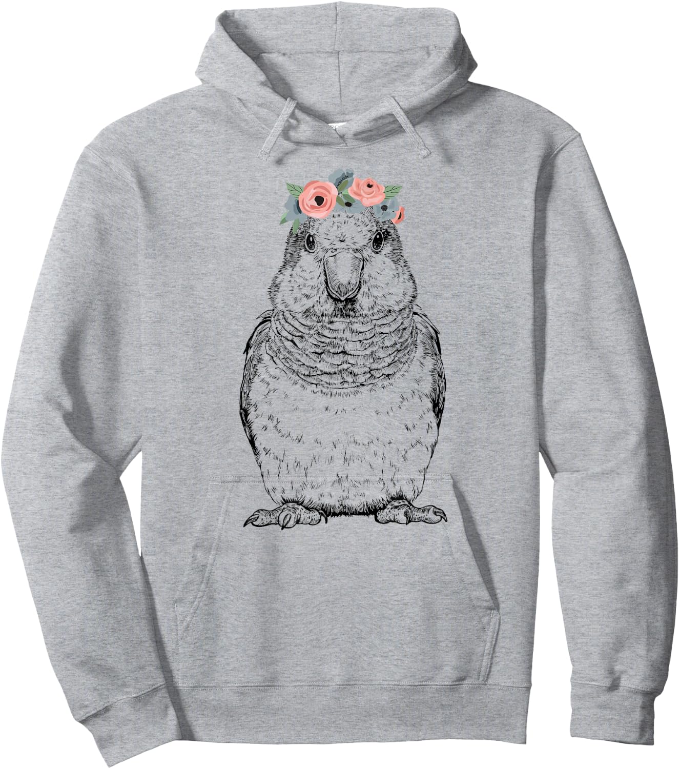 Quaker Parrot with Floral Headband Parrot Bird Hoodie - Hoodie | Ash