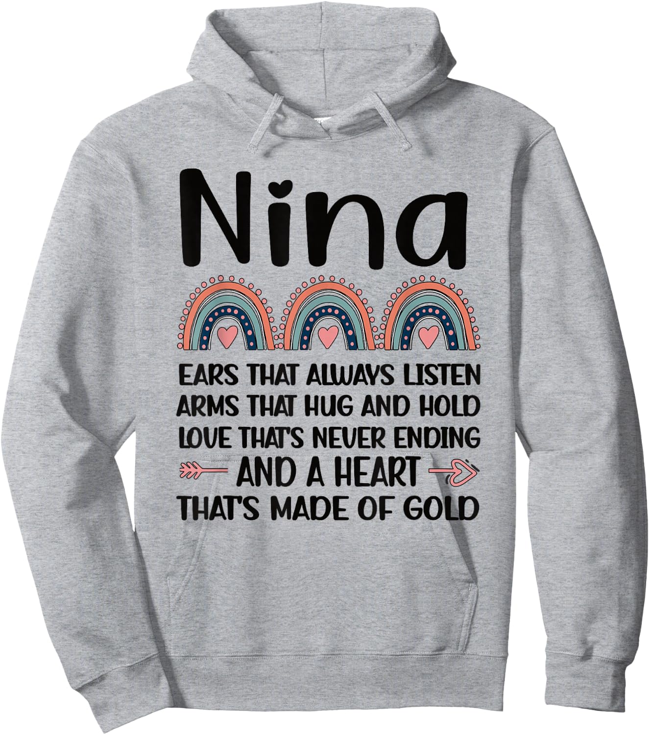 Nina Grandmother Appreciation Nina Grandma Rainbow Hoodie - Hoodie | Ash