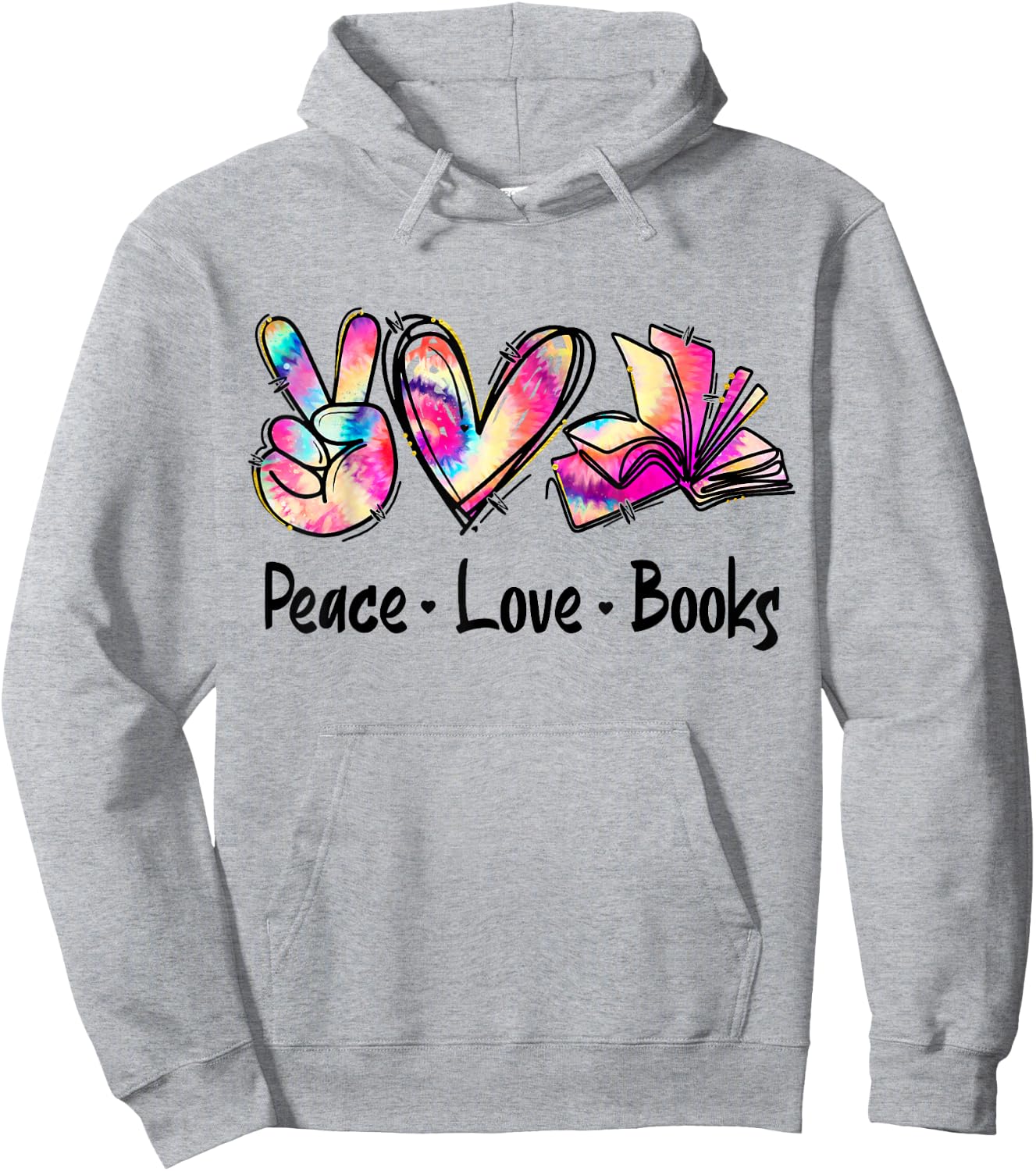 Peace Love Books Librarian Teacher Life Book Library Tie Dye Hoodie - Hoodie | Ash