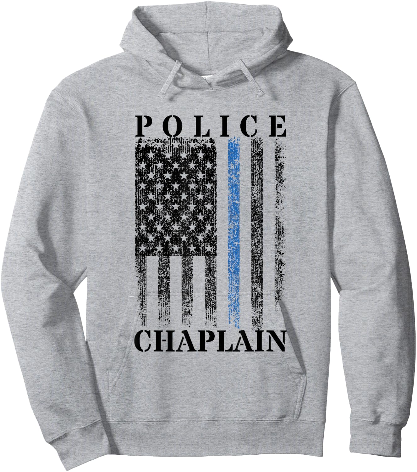 Police Chaplain American Flag USA Law Enforcement Hoodie - Hoodie | Ash