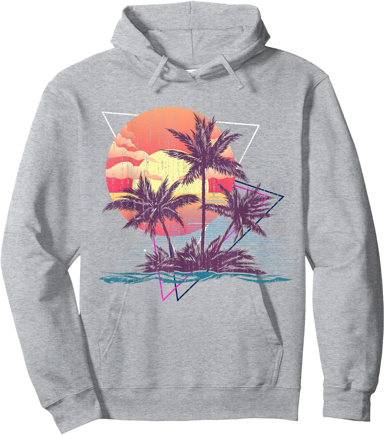 Retro Palm Trees Beach Sunset Tropical Summer Women Girls Kids Hoodie - Hoodie | Ash