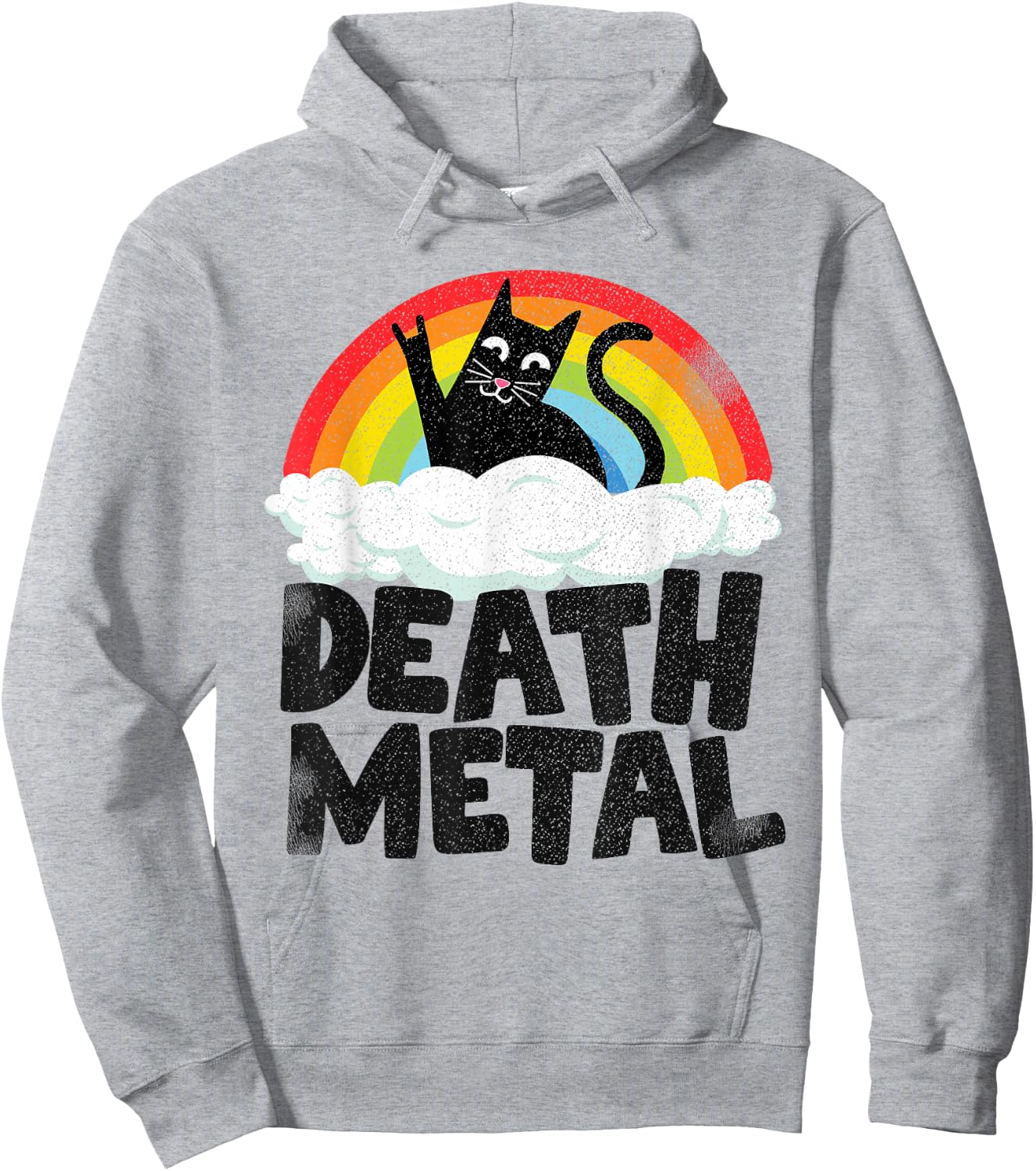 Cat Rainbow Heavy Metal Band Kids Goth Funny Death Metal Hoodie - Hoodie | Ash