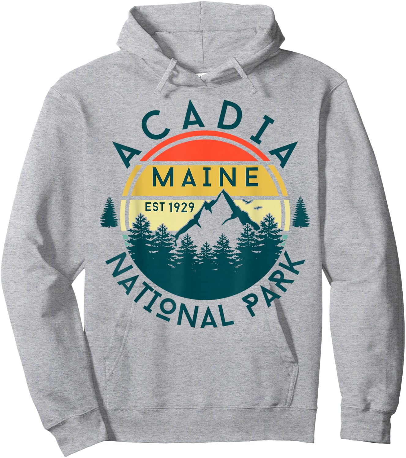 Acadia National Park Maine Mountains Nature Hiking Retro Hoodie - Hoodie | Ash