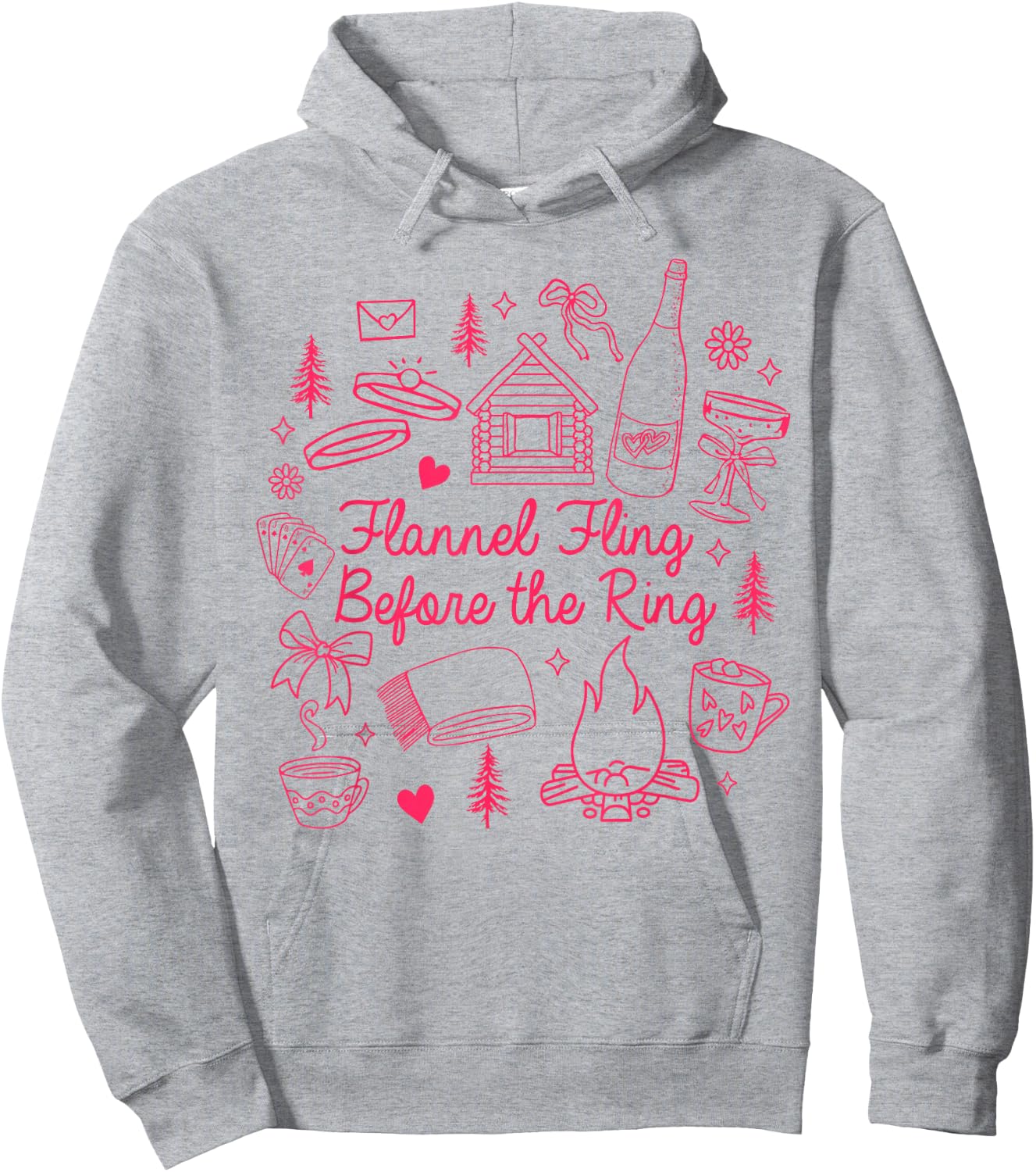 Fall Bachelorette Camping Cozy Flannel Fling Before The Ring Hoodie - Hoodie | Ash