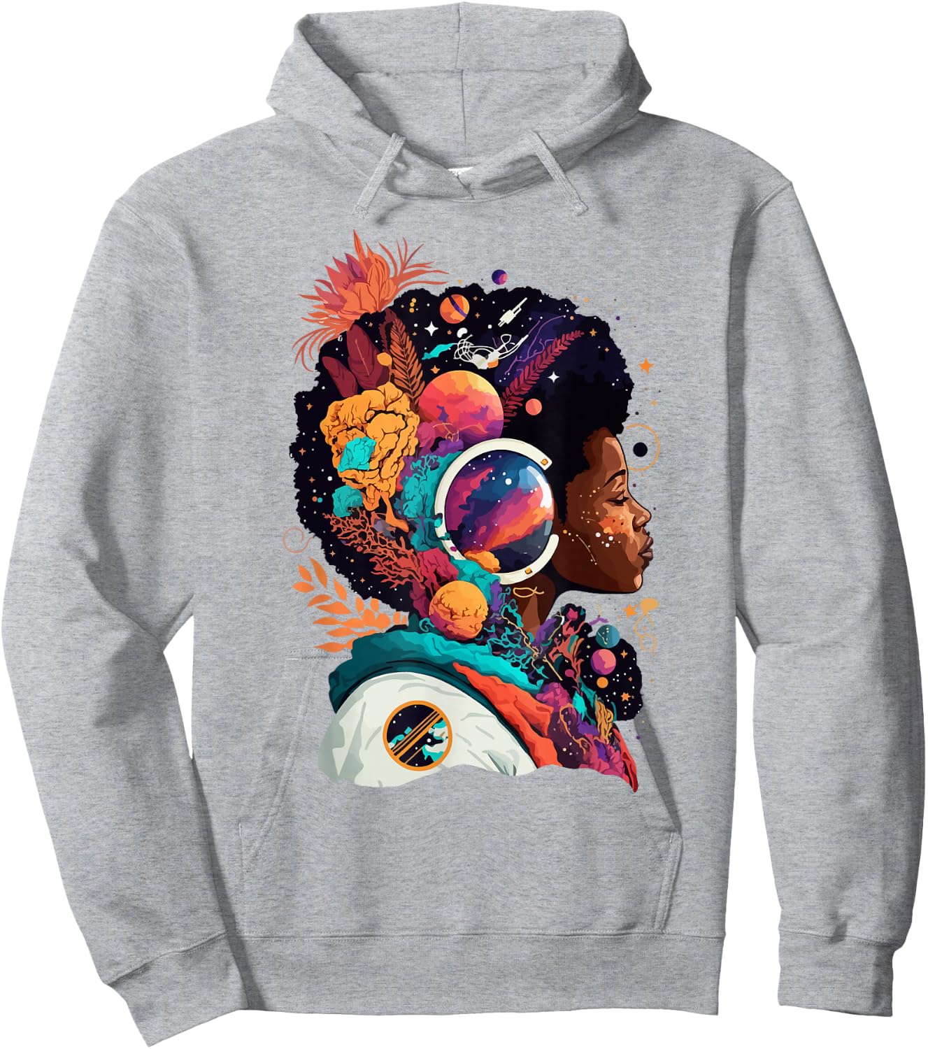 Melanin Space Astronaut African Afro woman Empowered Beauty Hoodie - Hoodie | Ash