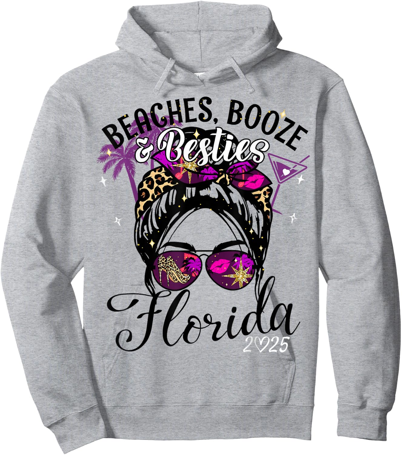 Girls Trip 2025 Florida Vacation Beaches Booze And Besties Hoodie - Hoodie | Ash