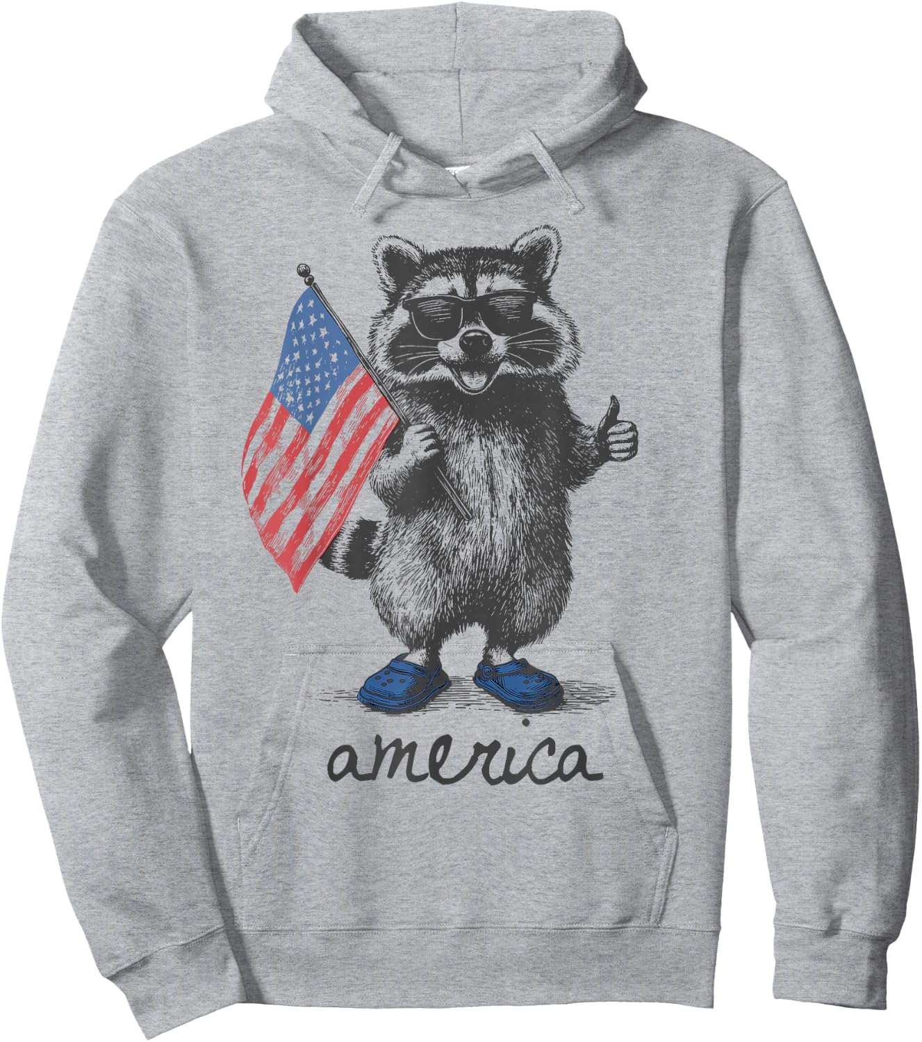 American Funny Patriotic Raccoon 250 Years 4th of July Hoodie - Hoodie | Ash