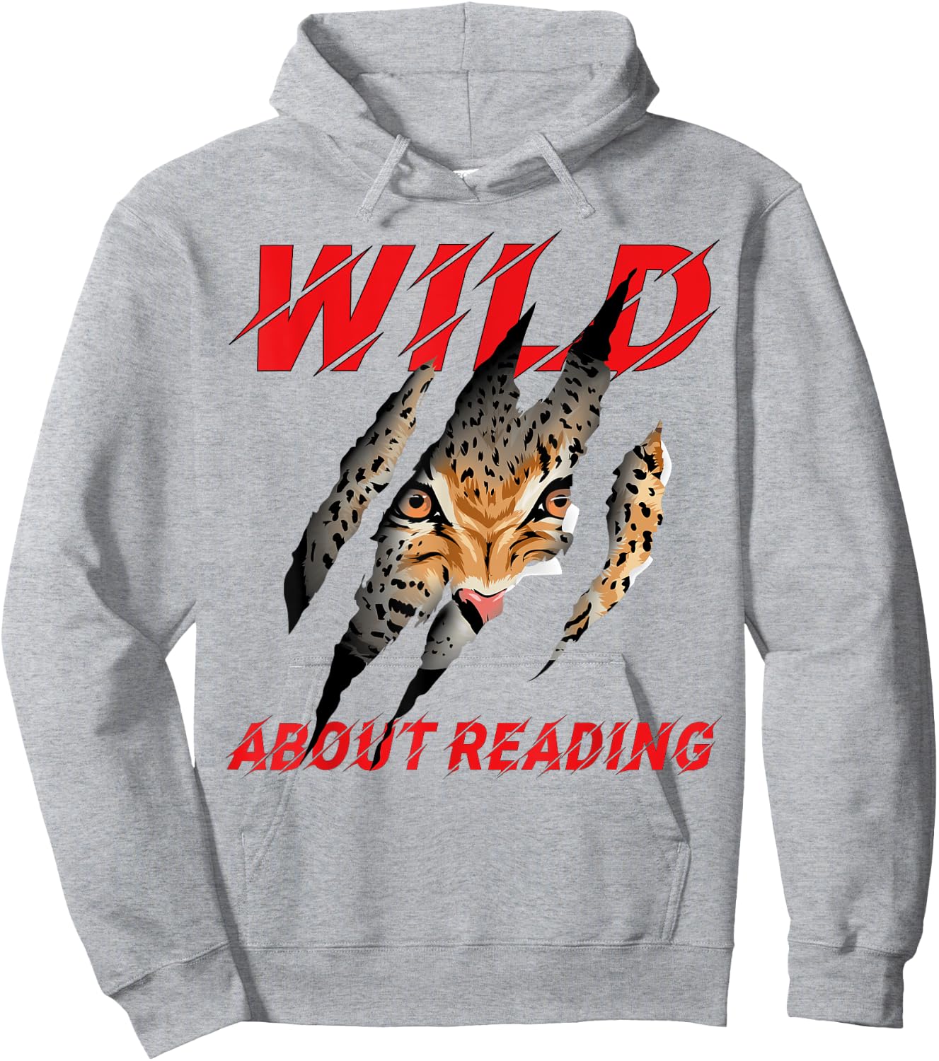 Wild About Reading Leopard Claw I Love Reading Book Lover Hoodie - Hoodie | Ash