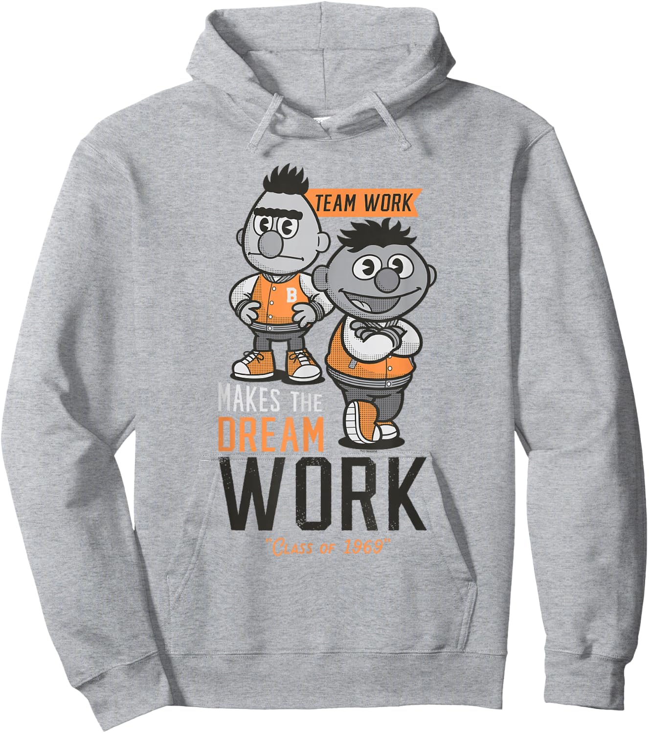 Sesame Street Bert and Ernie Team Work Makes The Dream Work Hoodie - Hoodie | Ash