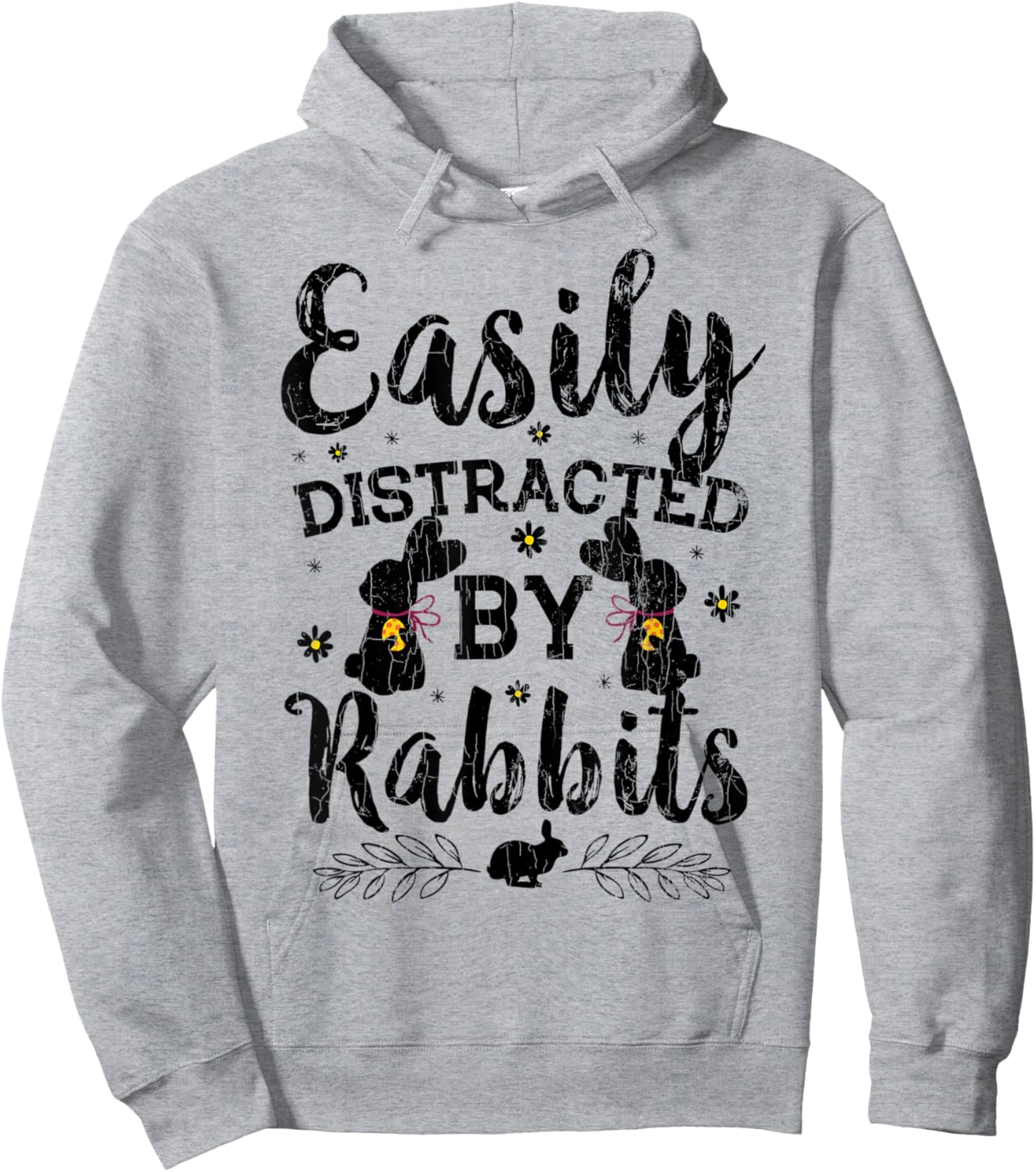 Easily Distracted By Rabbits Funny Graphic Bunny Hoodie - Hoodie | Ash