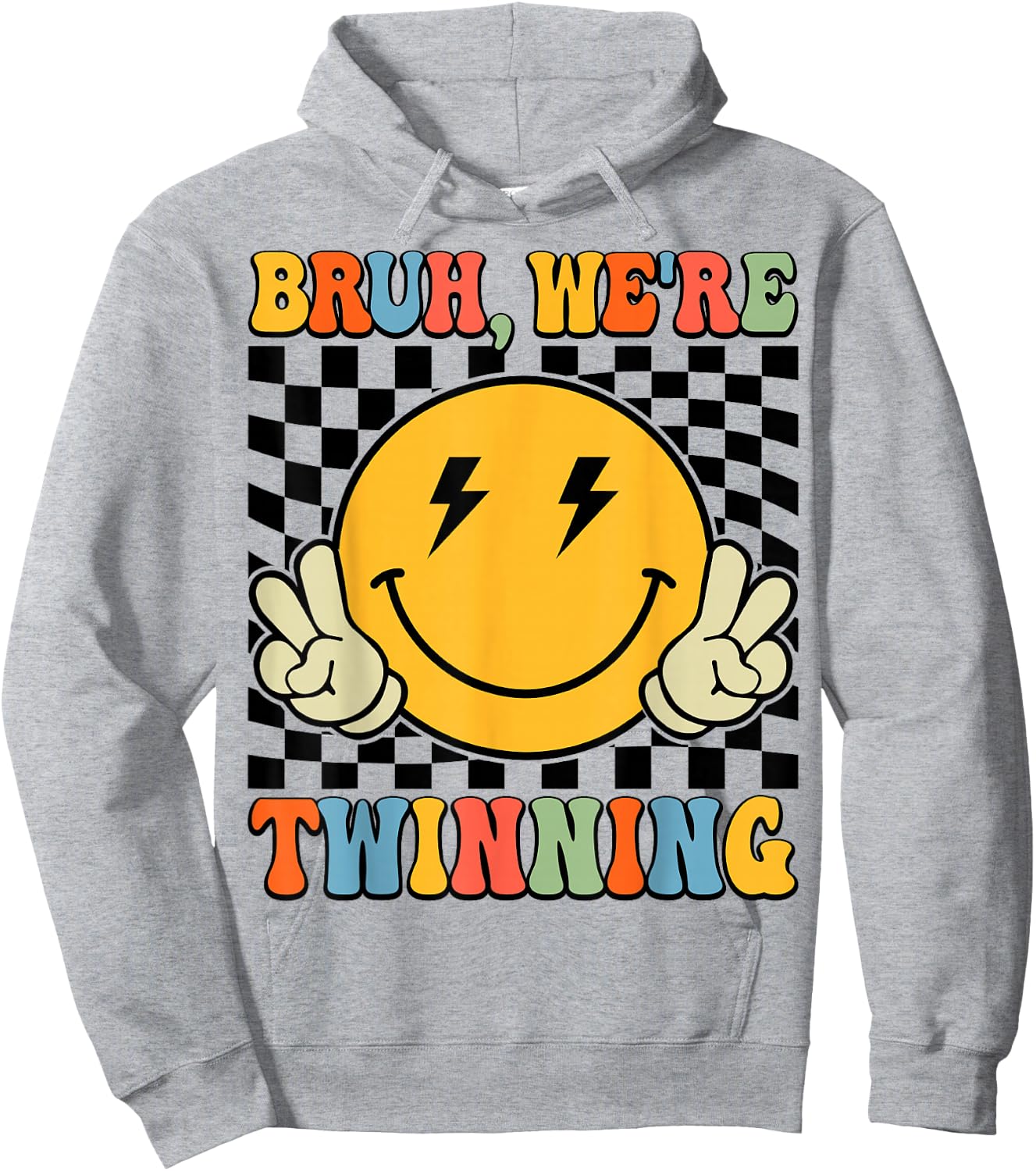Bruh We're Twinning Retro Twin Day Spirit Week Boys Kids Hoodie - Hoodie | Ash