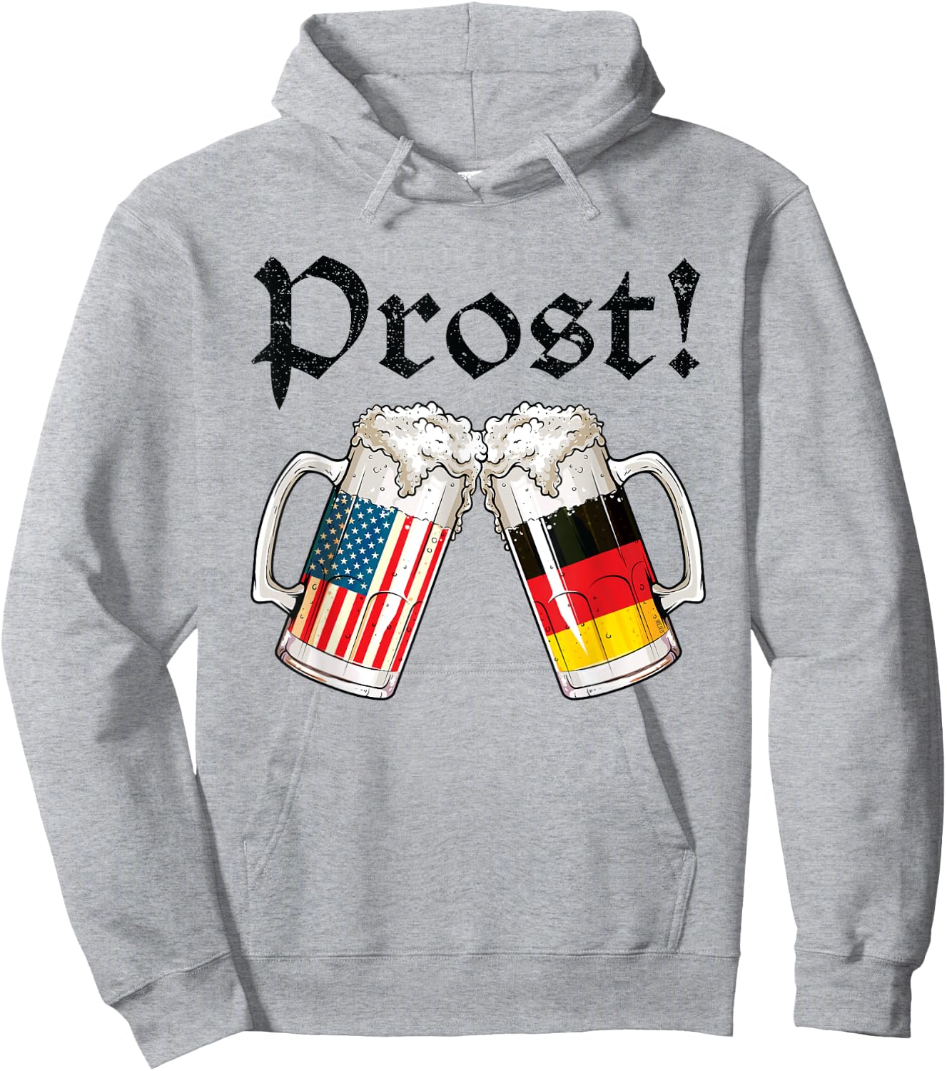 Oktoberfest Shirt American German Flag Beer Prost Hoodie - Hoodie | Ash