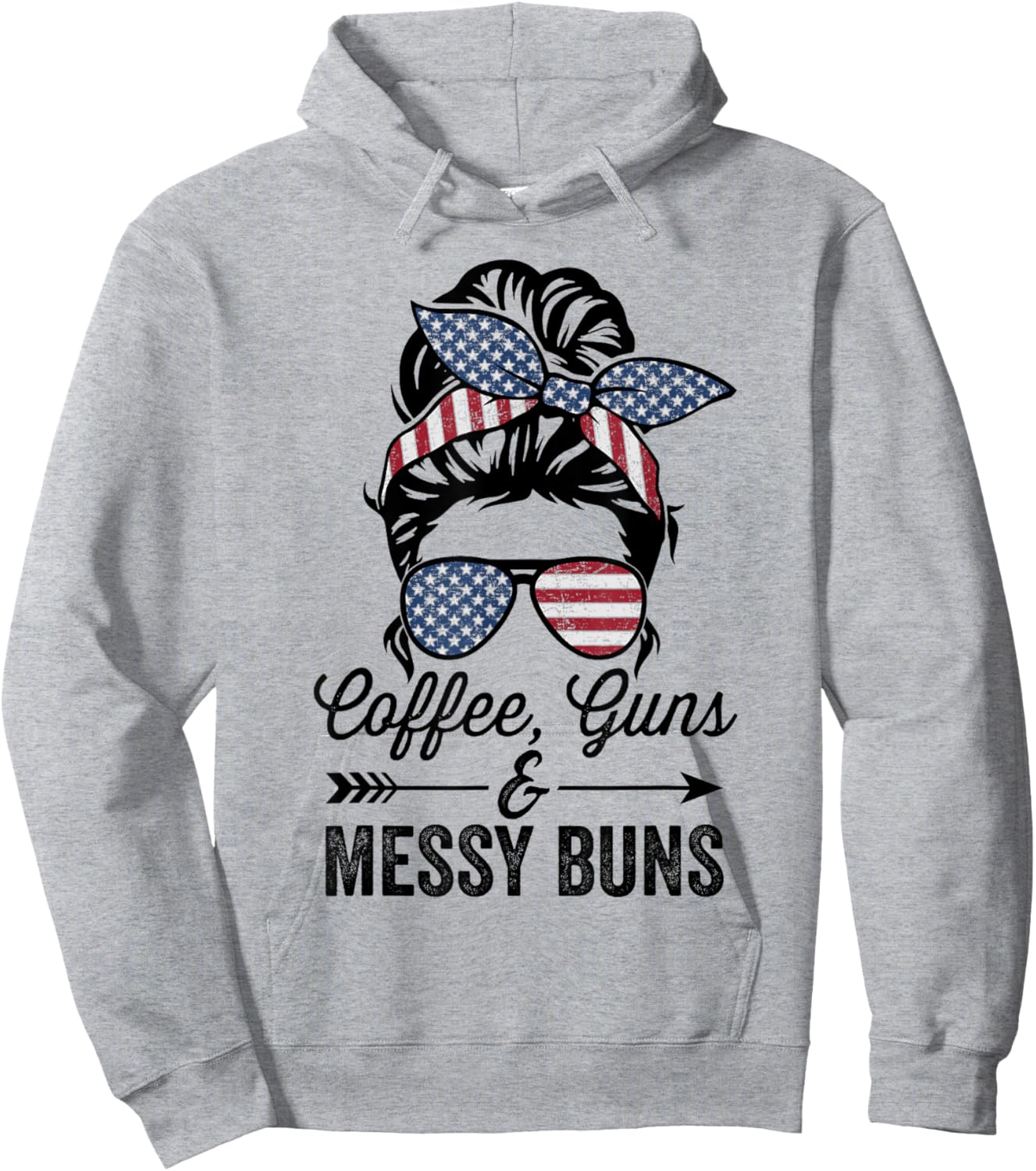 Coffee Guns & Messy Buns - Funny Pro Gun American Hoodie - Hoodie | Ash