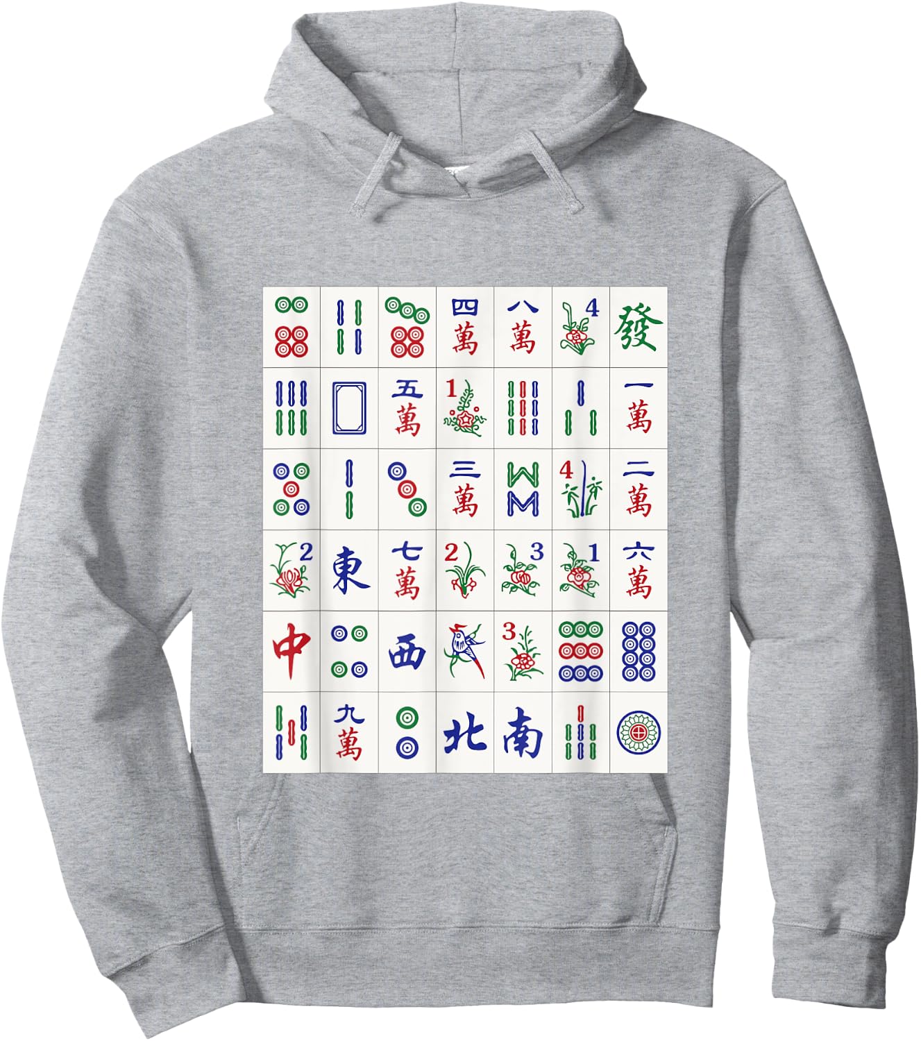Random Assorted Mahjong Game Tiles in a Flat Wall Pile Hoodie - Hoodie | Ash