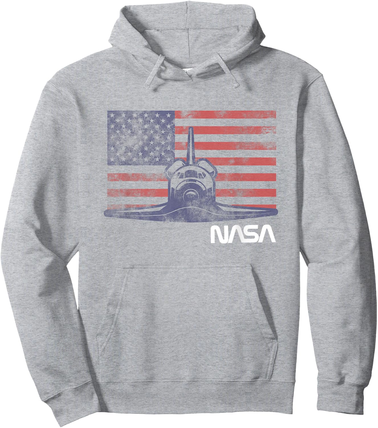 NASA Americana Space Shuttle Vintage US Retro Flag Poster Hoodie - Hoodie | Ash