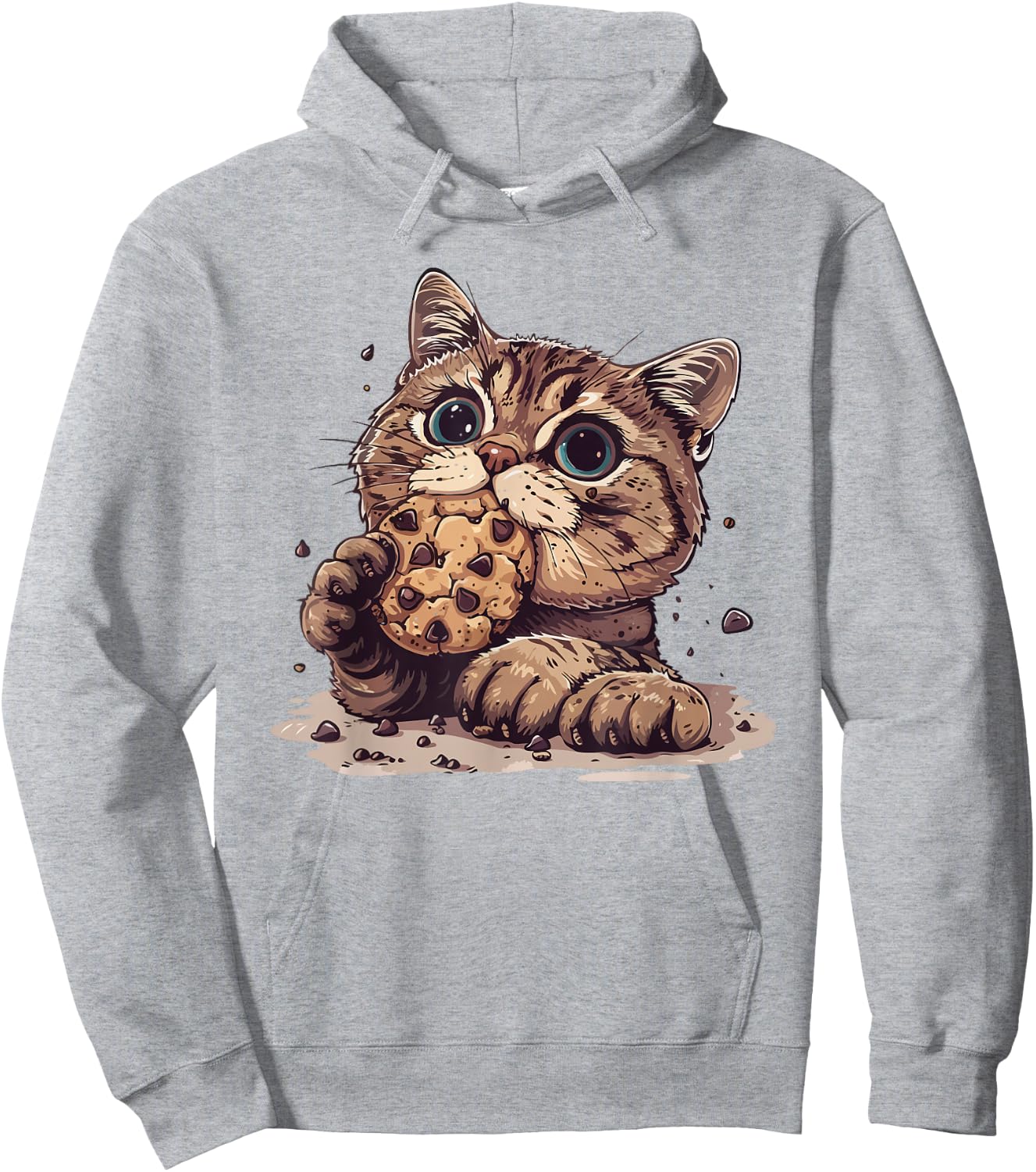 Funny Cat Eating Chocolate Chip Cookie Cute Cat Cookie Lover Hoodie - Hoodie | Ash
