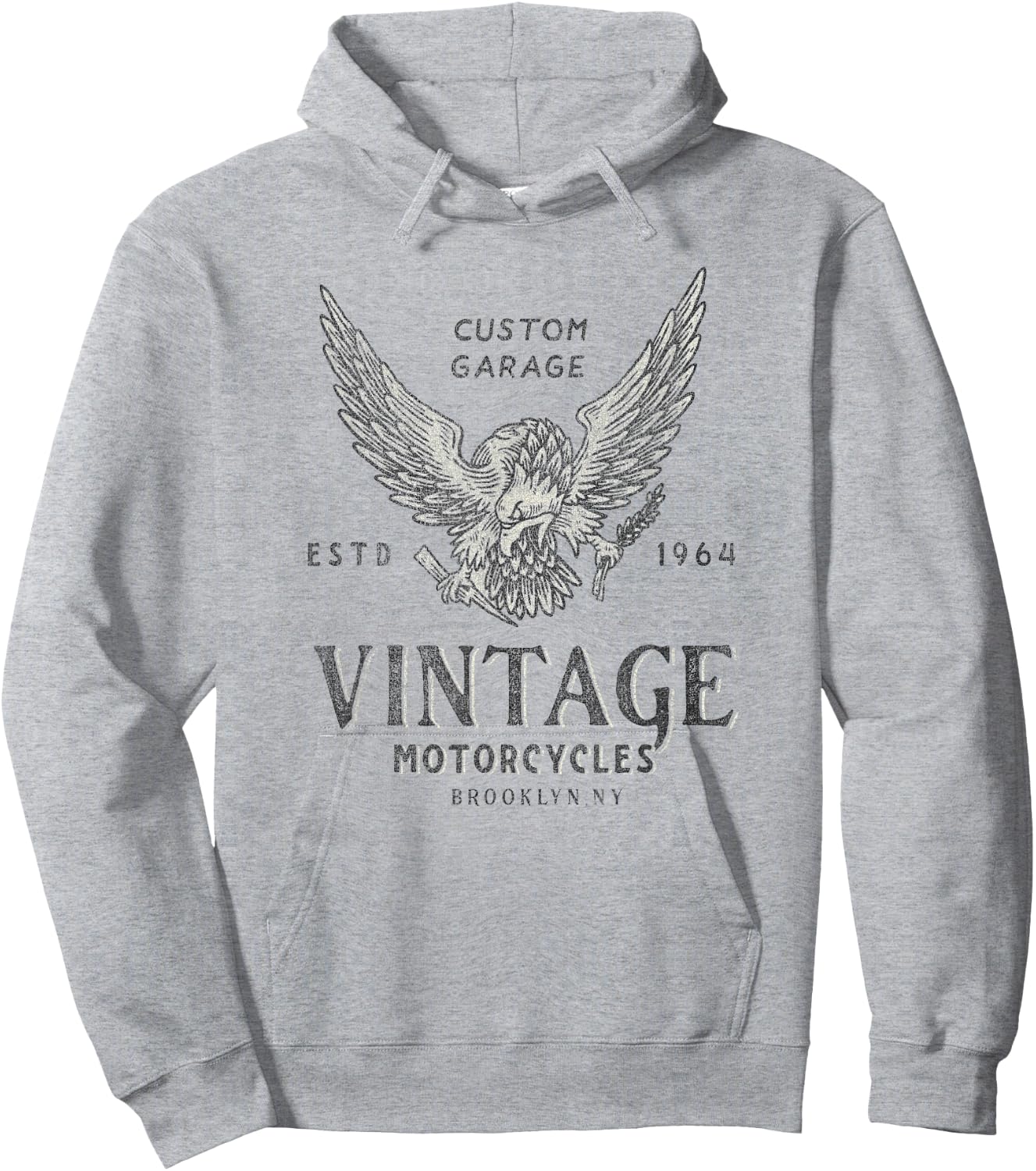 Trendy Vintage Motorcycles Brooklyn, NY Custom Garage Hoodie - Hoodie | Ash